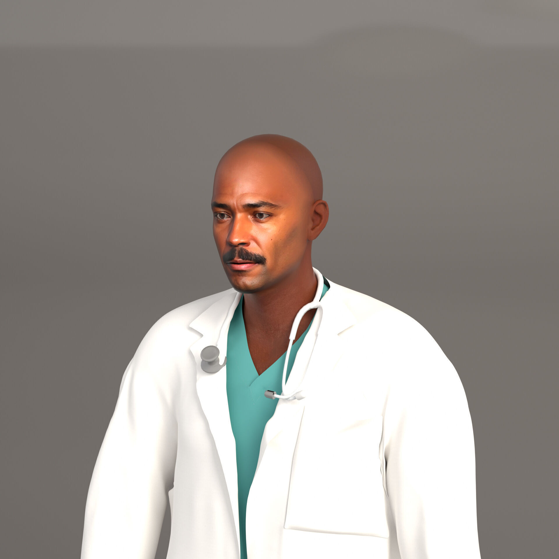 Multicultural Set of Four Doctors from 4 Different Ethnicities 3D model_8