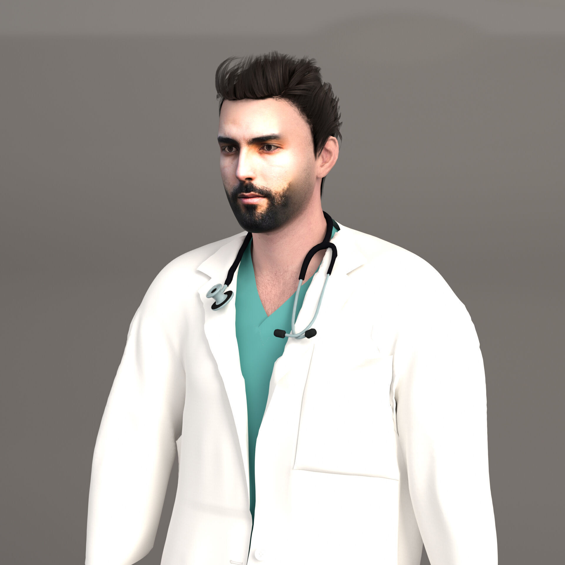 Multicultural Set of Four Doctors from 4 Different Ethnicities 3D model_29
