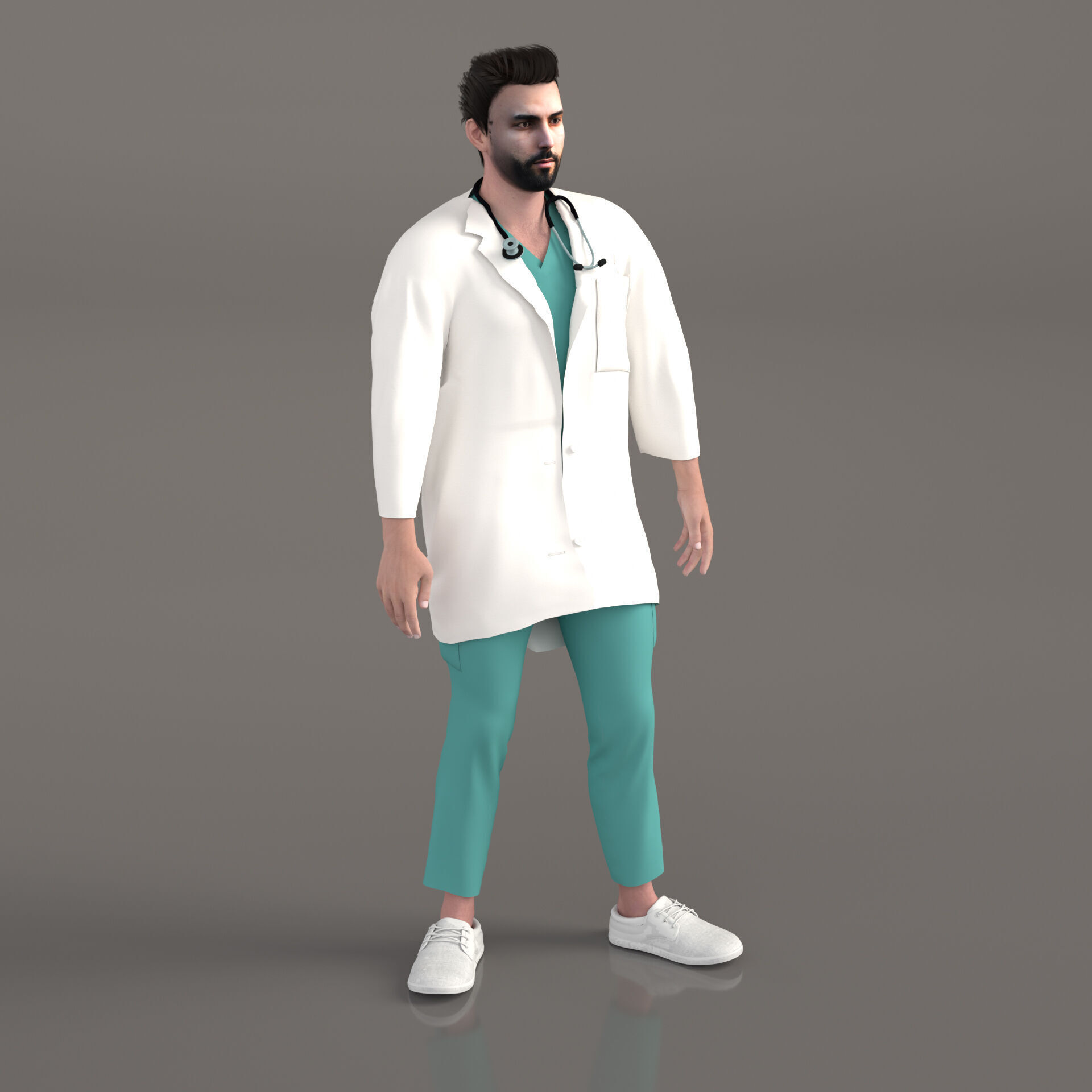 Multicultural Set of Four Doctors from 4 Different Ethnicities 3D model_12
