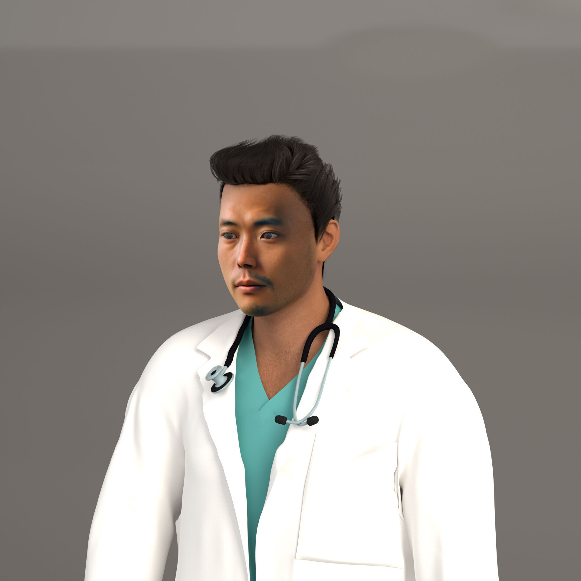 Multicultural Set of Four Doctors from 4 Different Ethnicities 3D model_17