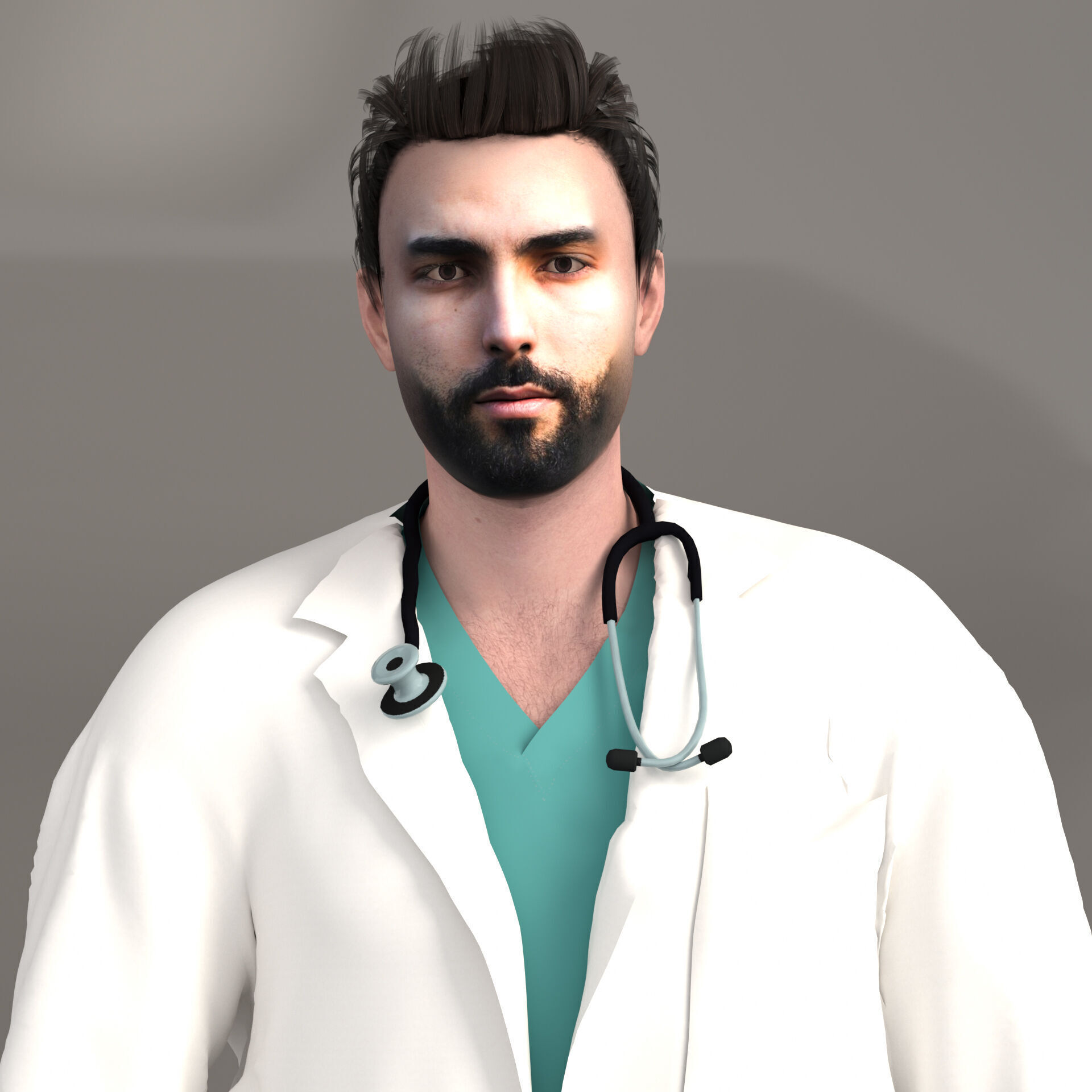 Multicultural Set of Four Doctors from 4 Different Ethnicities 3D model_32