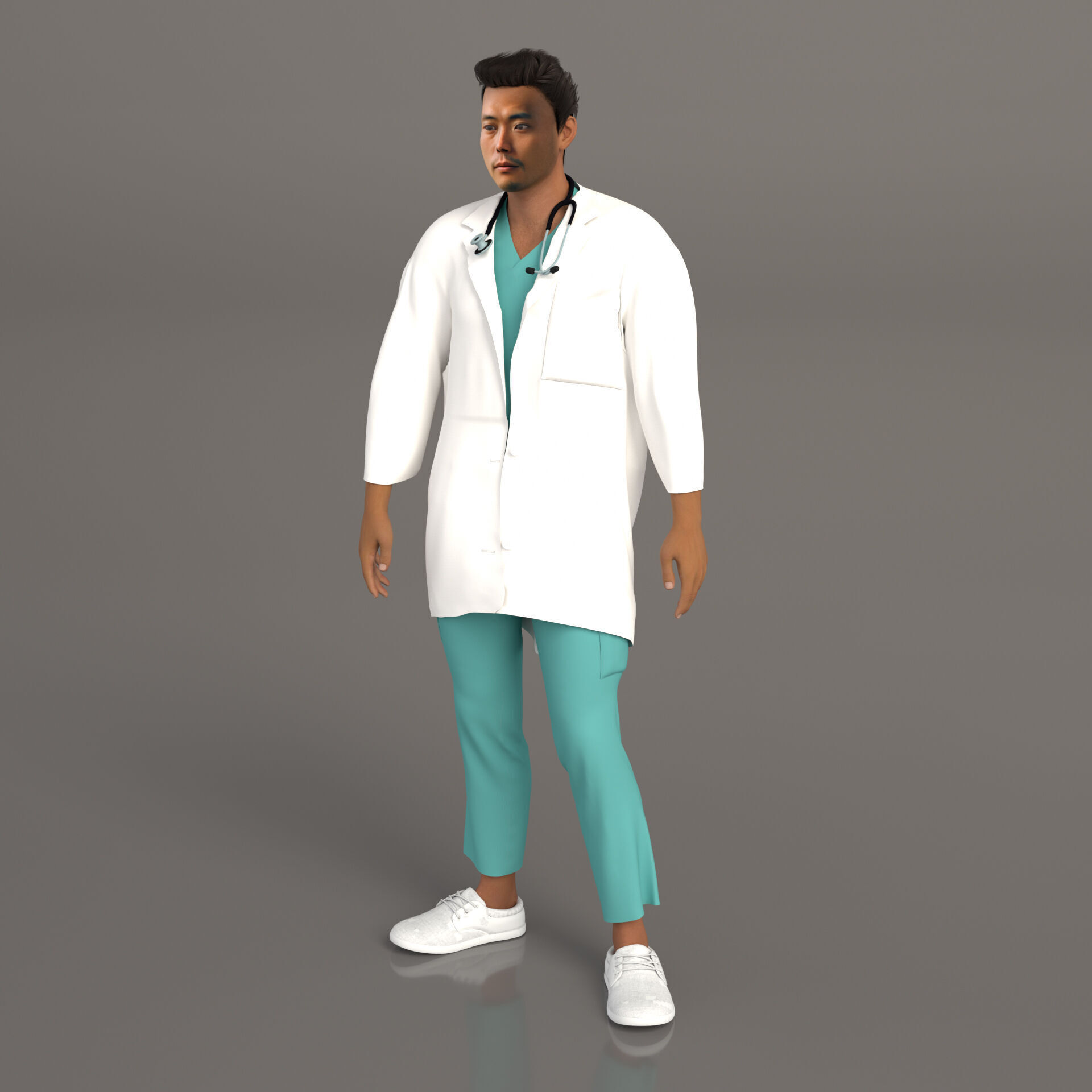Multicultural Set of Four Doctors from 4 Different Ethnicities 3D model_15