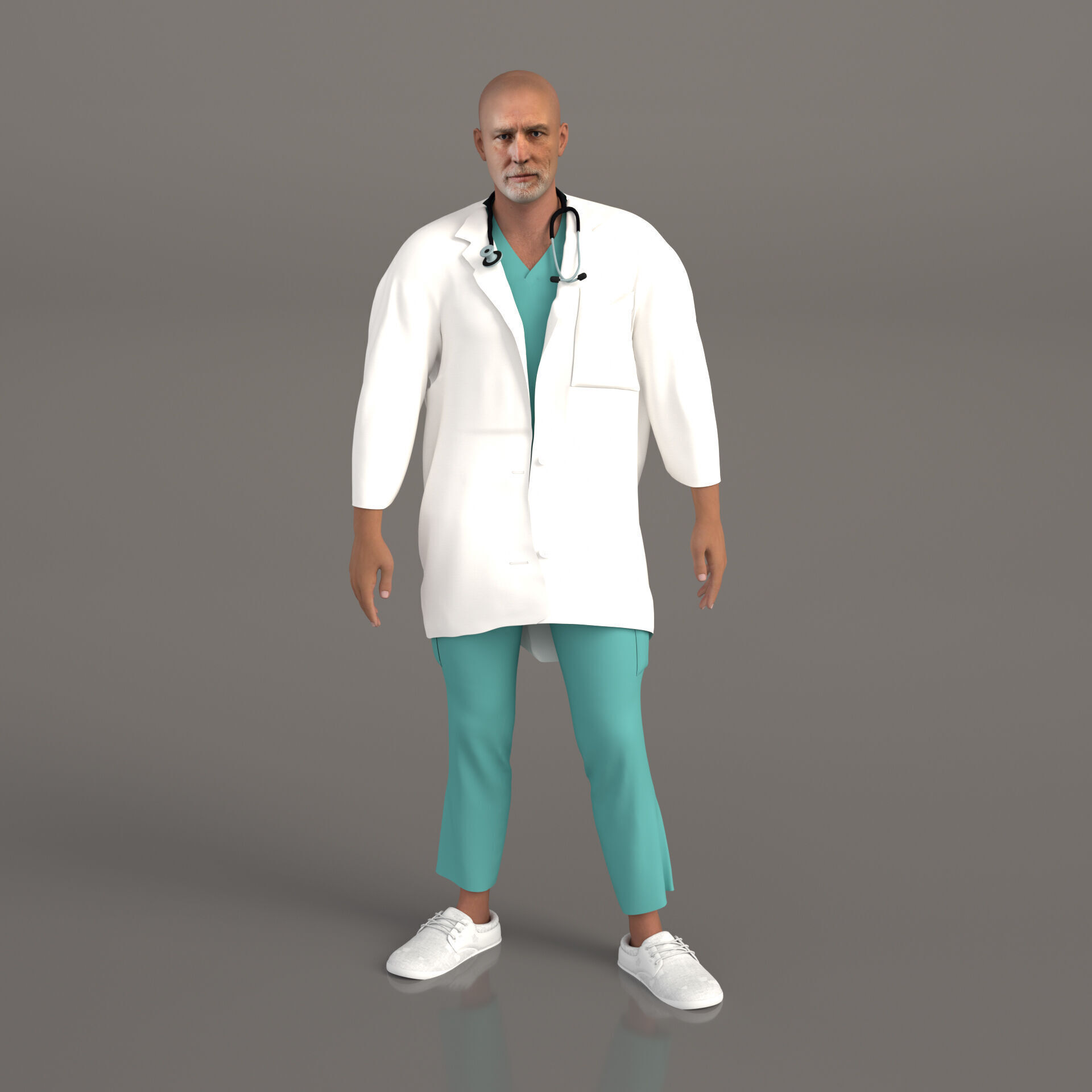 Multicultural Set of Four Doctors from 4 Different Ethnicities 3D model_20