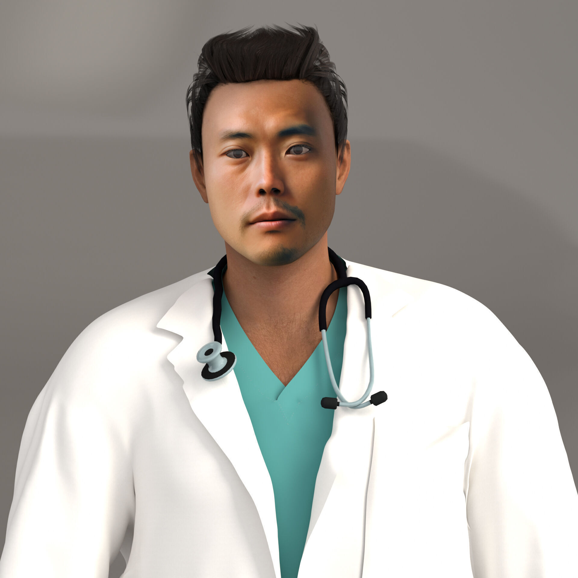 Multicultural Set of Four Doctors from 4 Different Ethnicities 3D model_18