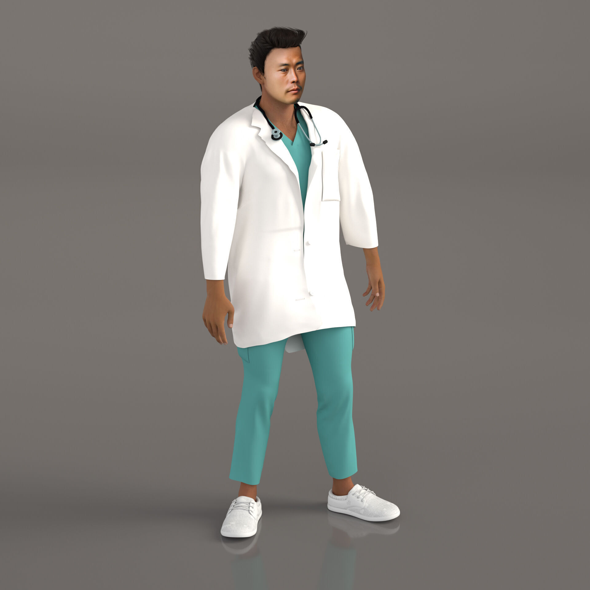 Multicultural Set of Four Doctors from 4 Different Ethnicities 3D model_16