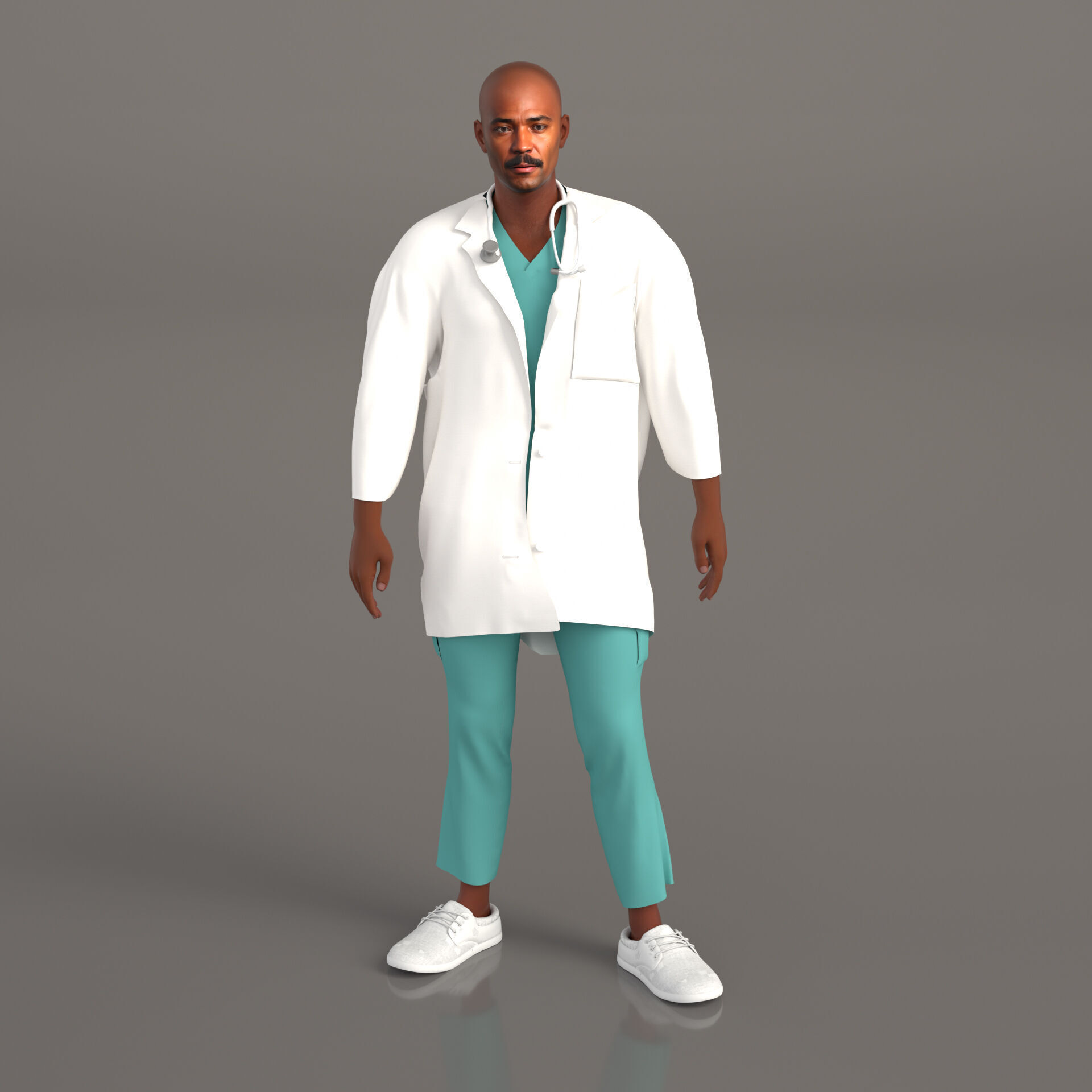 Multicultural Set of Four Doctors from 4 Different Ethnicities 3D model_1