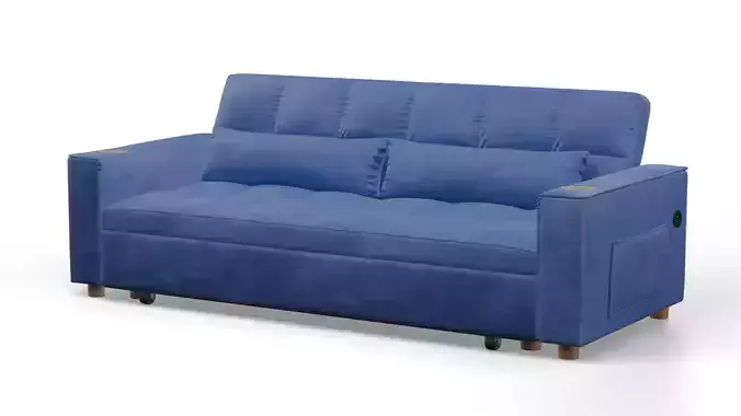 blue fabric sofa