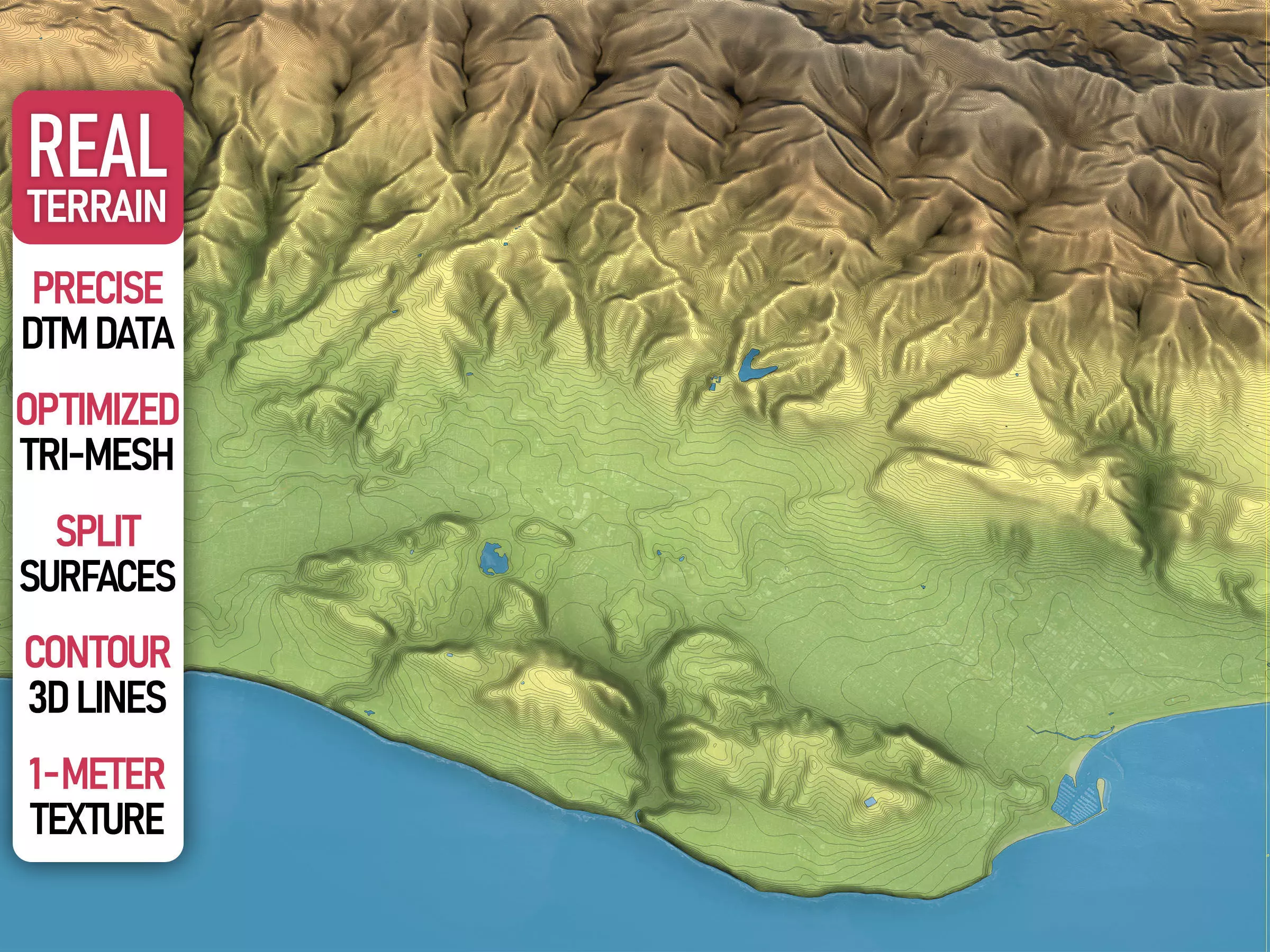 Santa Barbara - Topography Terrain Low-poly 3D model_0