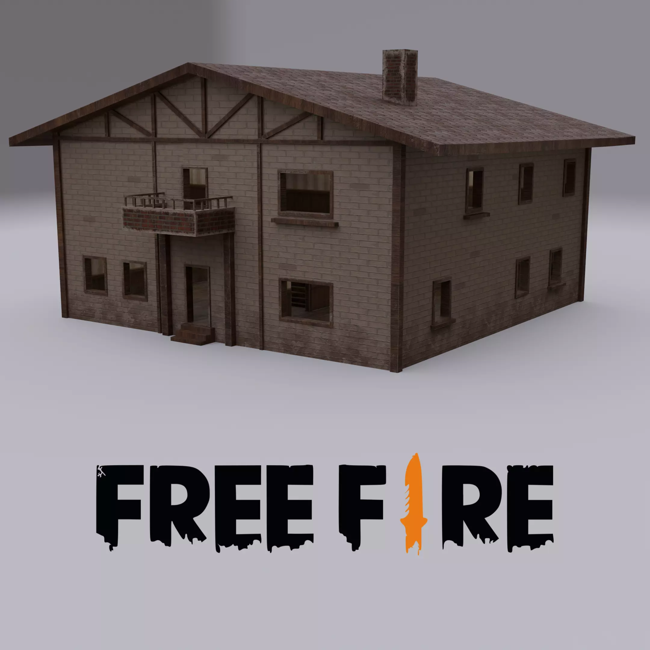 Free fire House Low-poly 3D model_0
