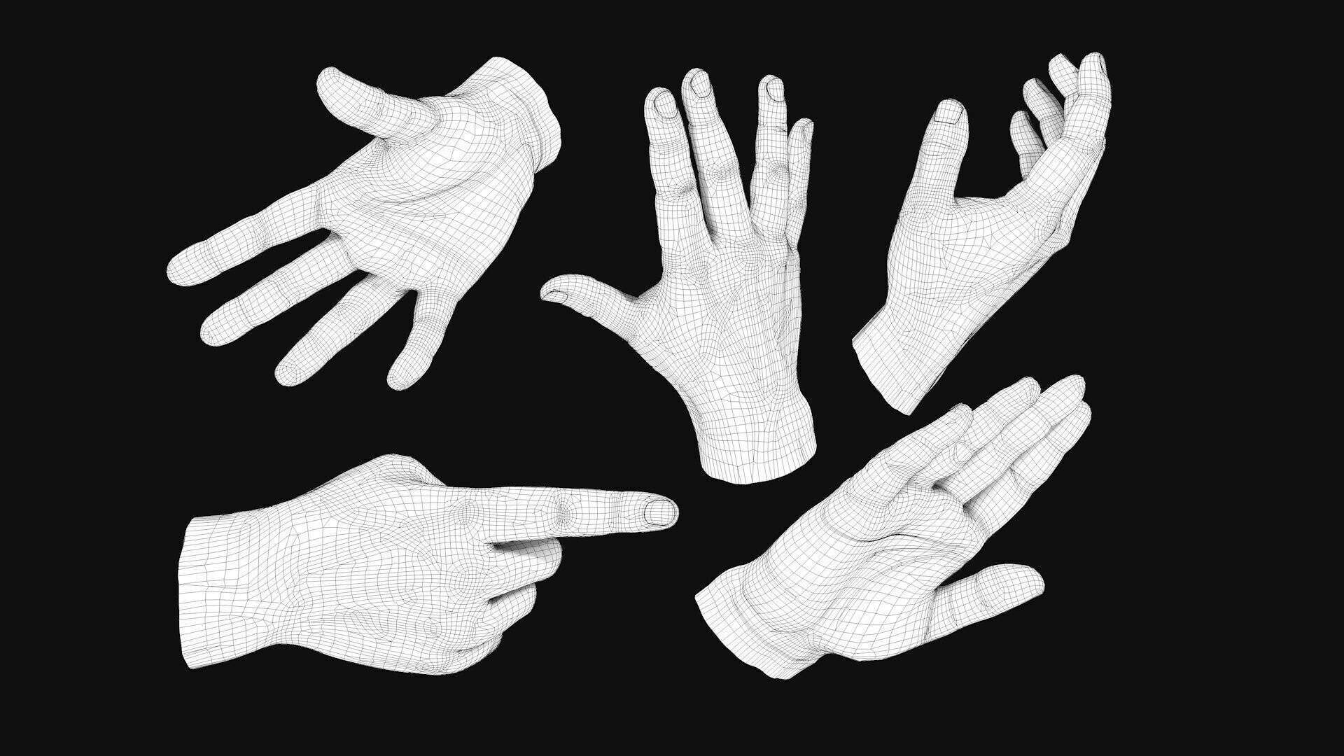 Male Hands 5 models R2 3D model_6