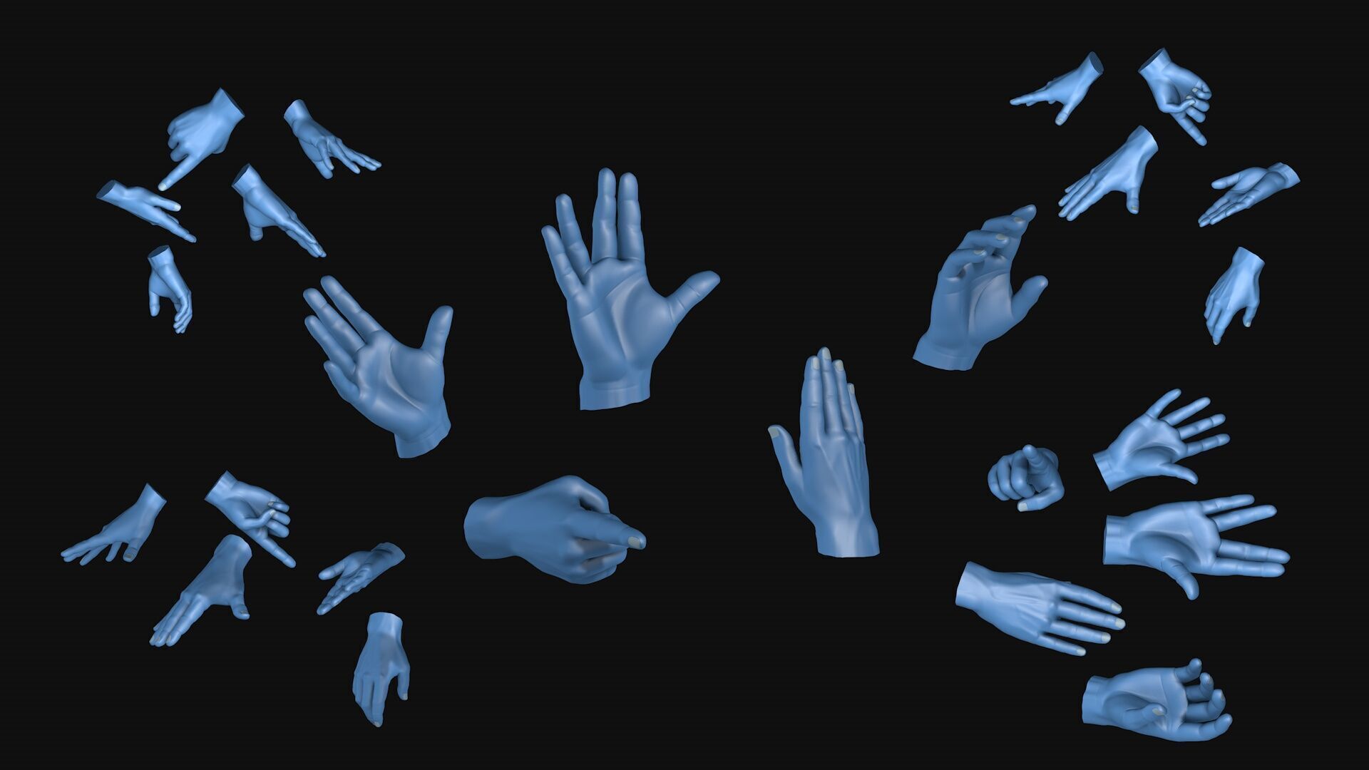 Male Hands 5 models R2 3D model_4