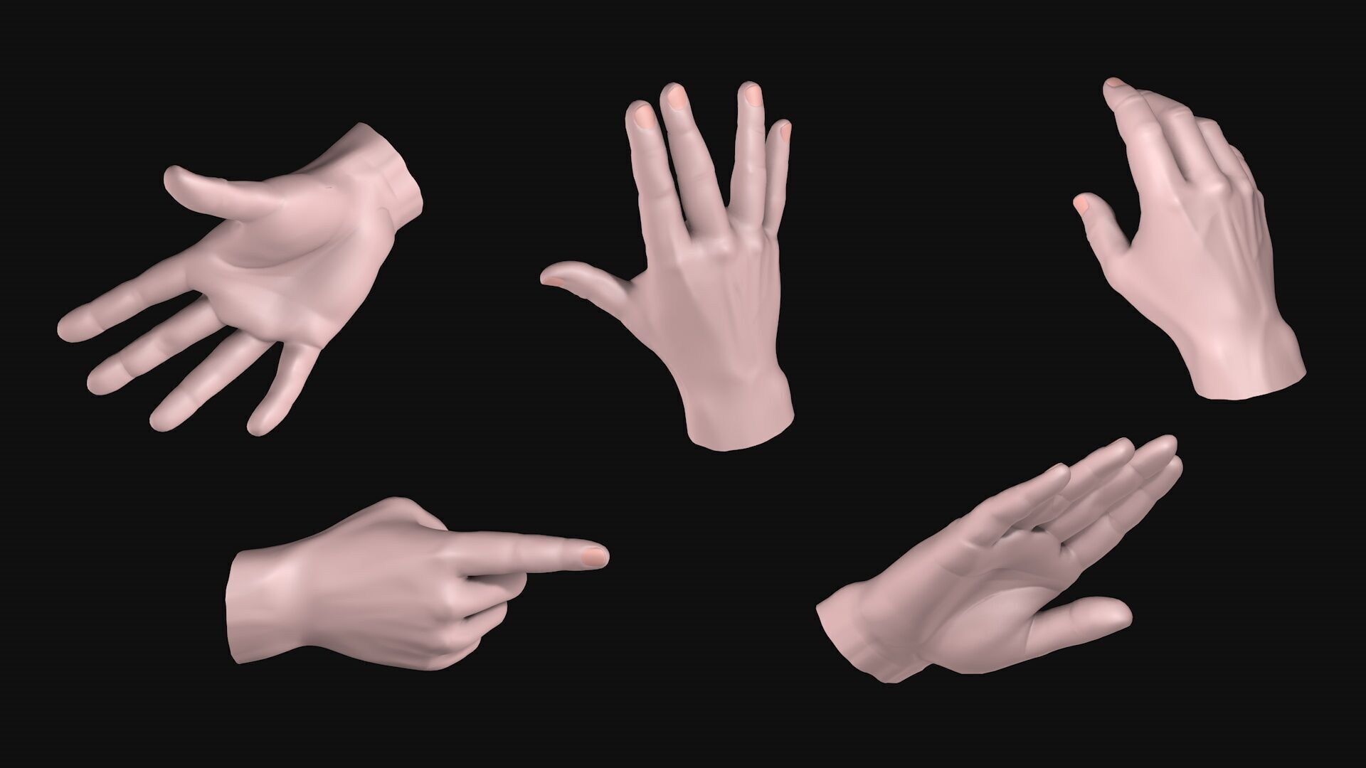 Male Hands 5 models R2 3D model_5