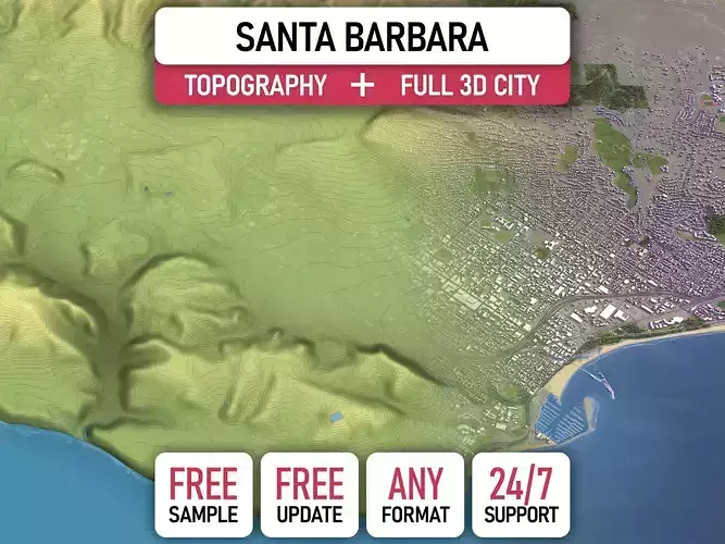 Santa Barbara - Topography Terrain 3D City 3D Model Collection