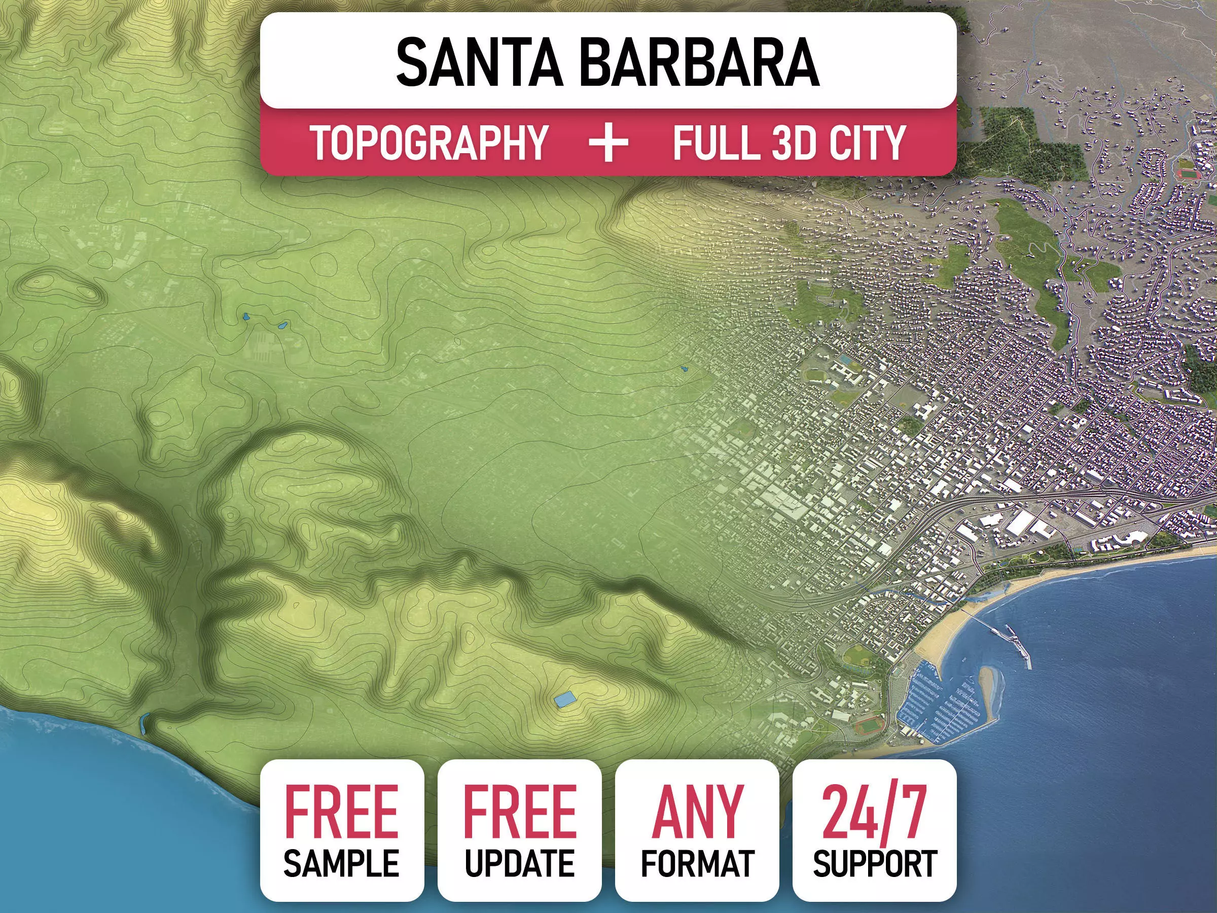Santa Barbara - Topography Terrain 3D City 3D Model Collection_0