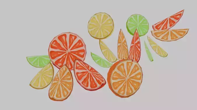 Hand Painted Stylized Low poly Citrus Fruit Pack