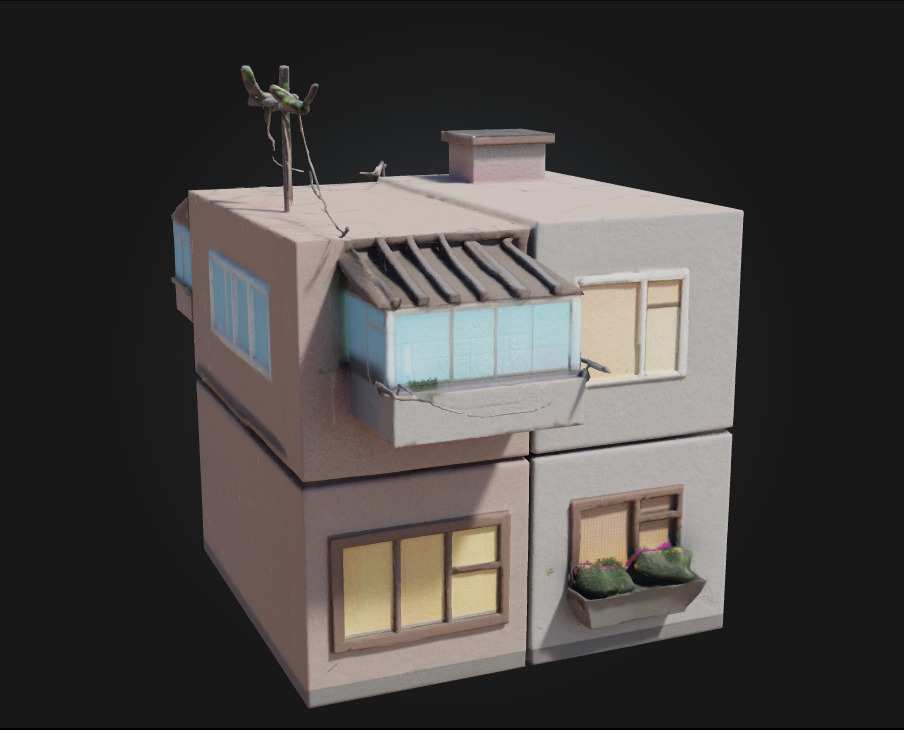 Cubist Dwellings  Abstract Living in Geometric Harmony 3D model_1