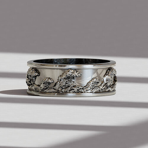 Great Wave of Kanagawa Ring for Men Japanese Hokusai Wave  3D print model