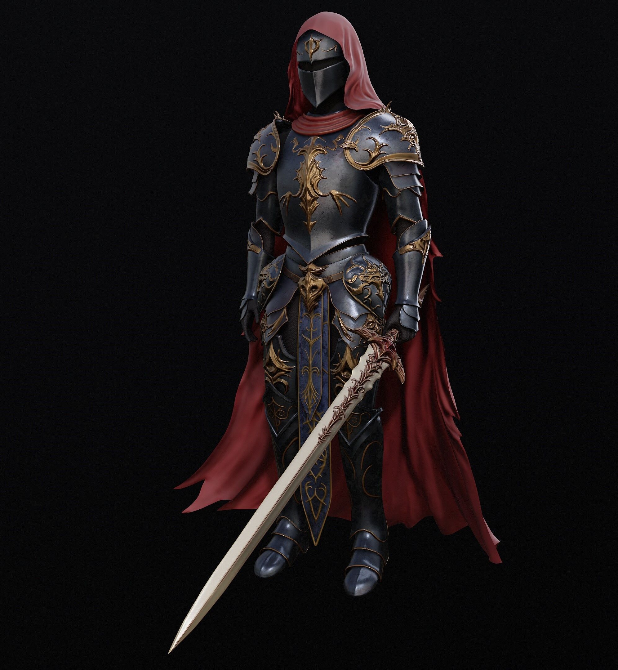 Knight game ready Low-poly 3D model_1