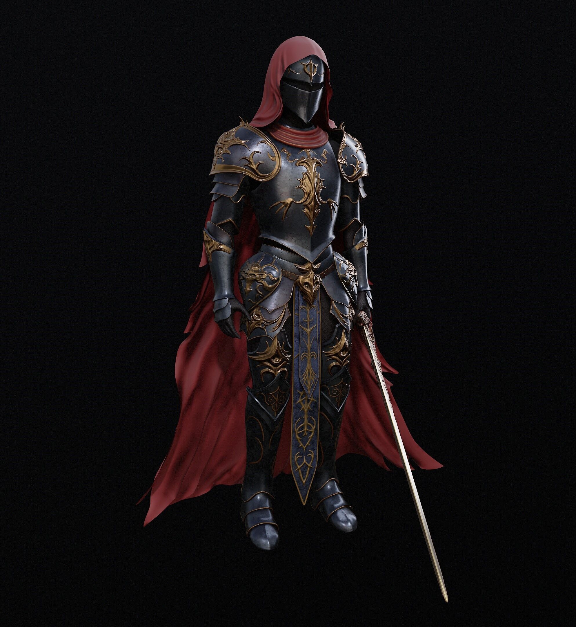 Knight game ready Low-poly 3D model_3