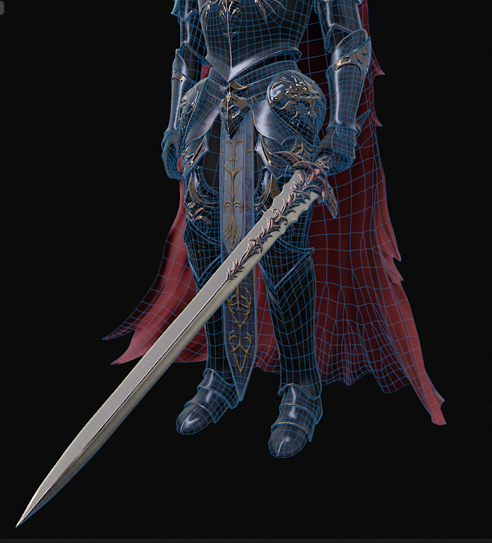 Knight game ready Low-poly 3D model_8