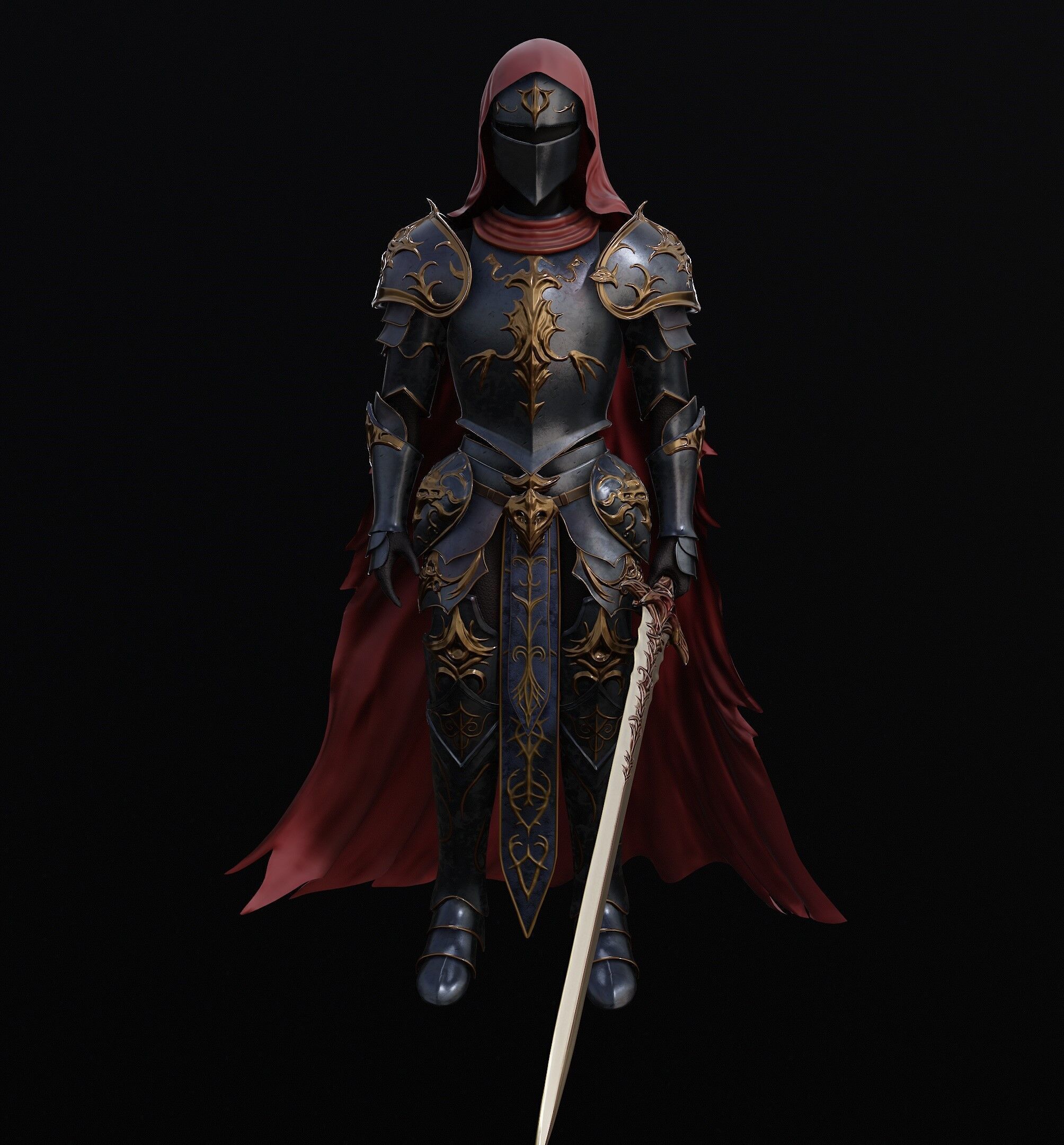Knight game ready Low-poly 3D model_4
