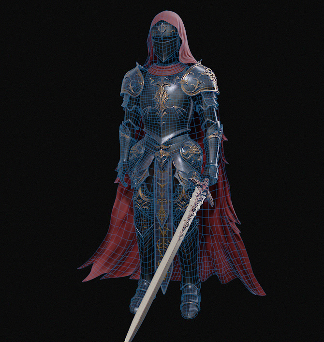 Knight game ready Low-poly 3D model_7