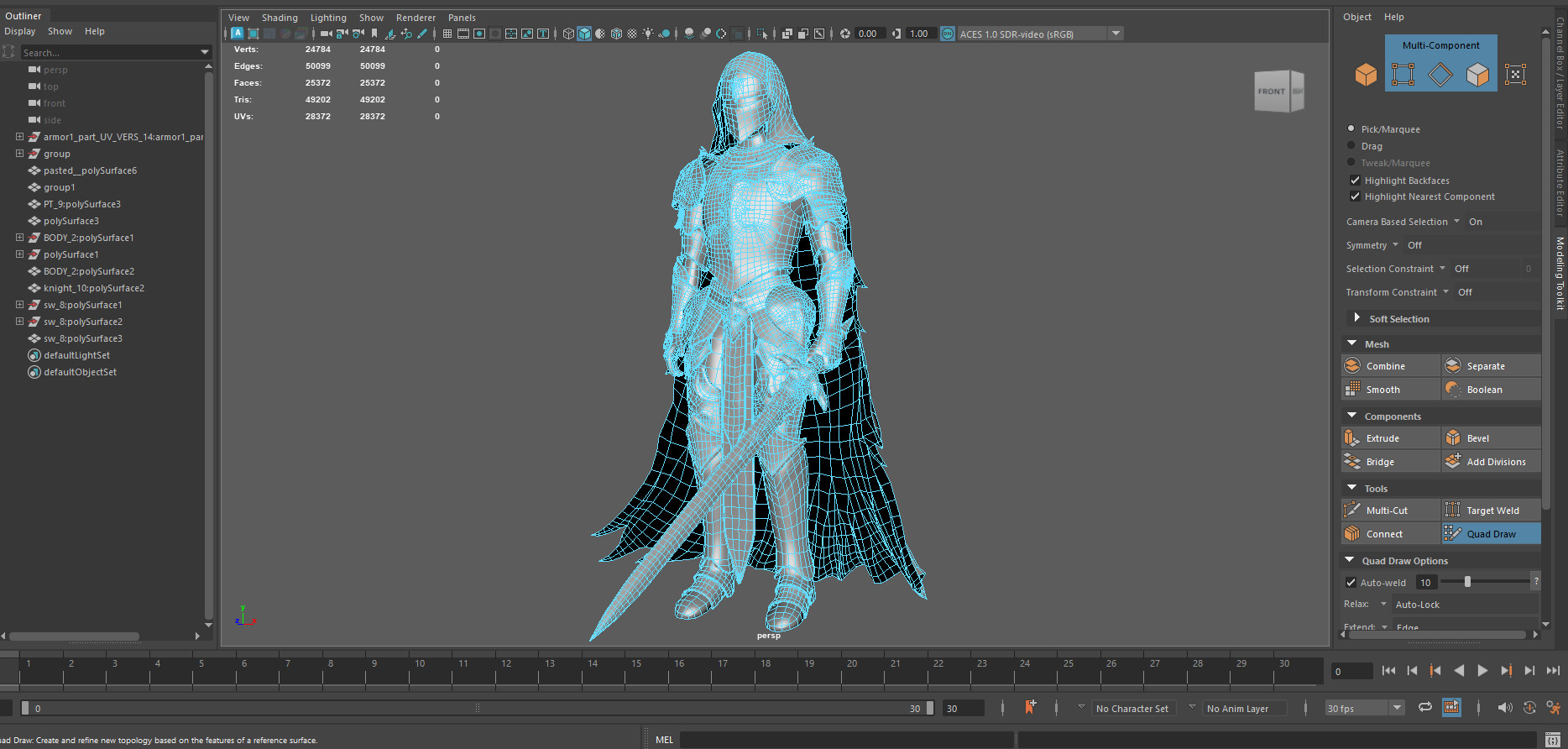 Knight game ready Low-poly 3D model_5