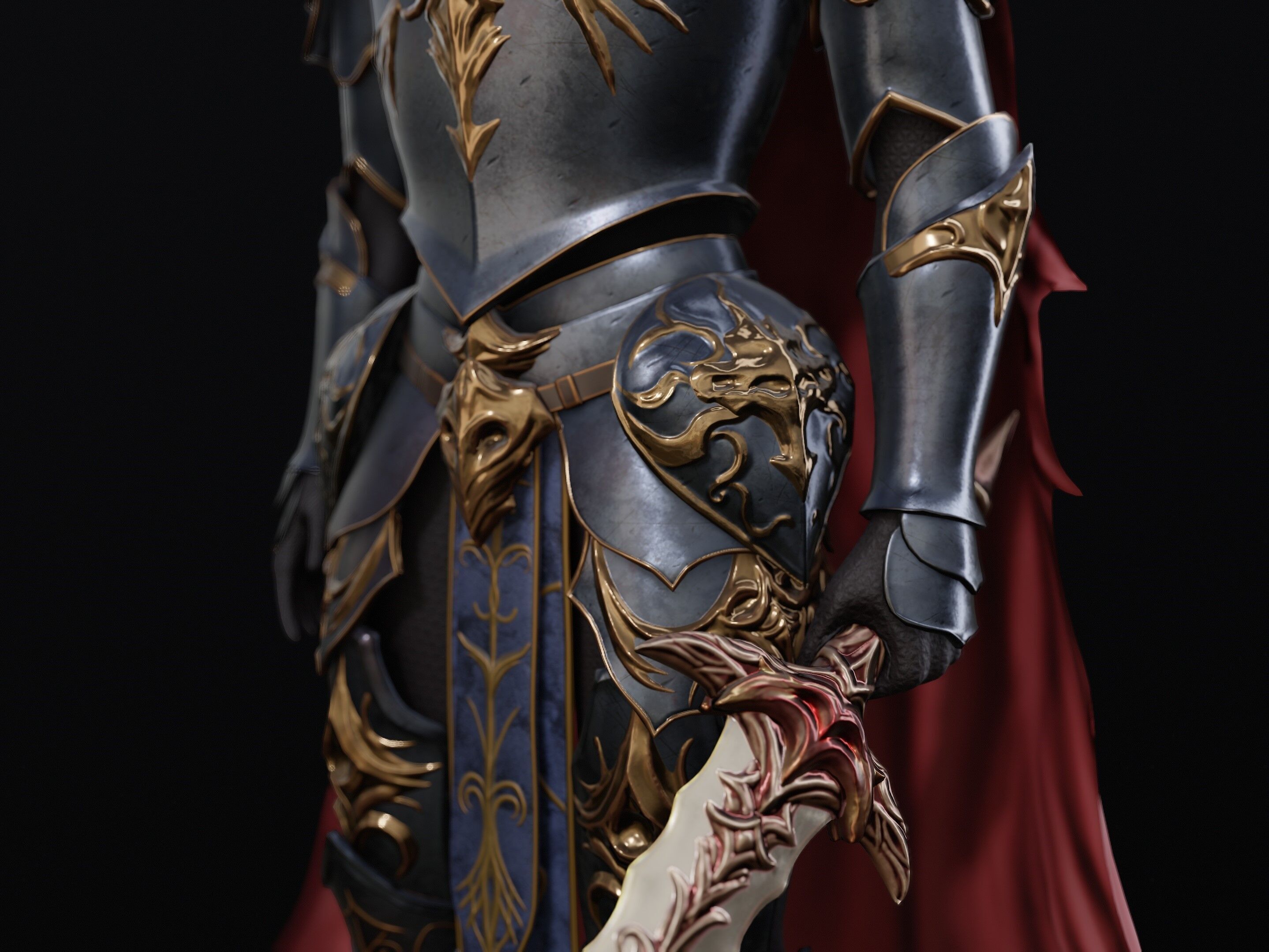 Knight game ready Low-poly 3D model_2