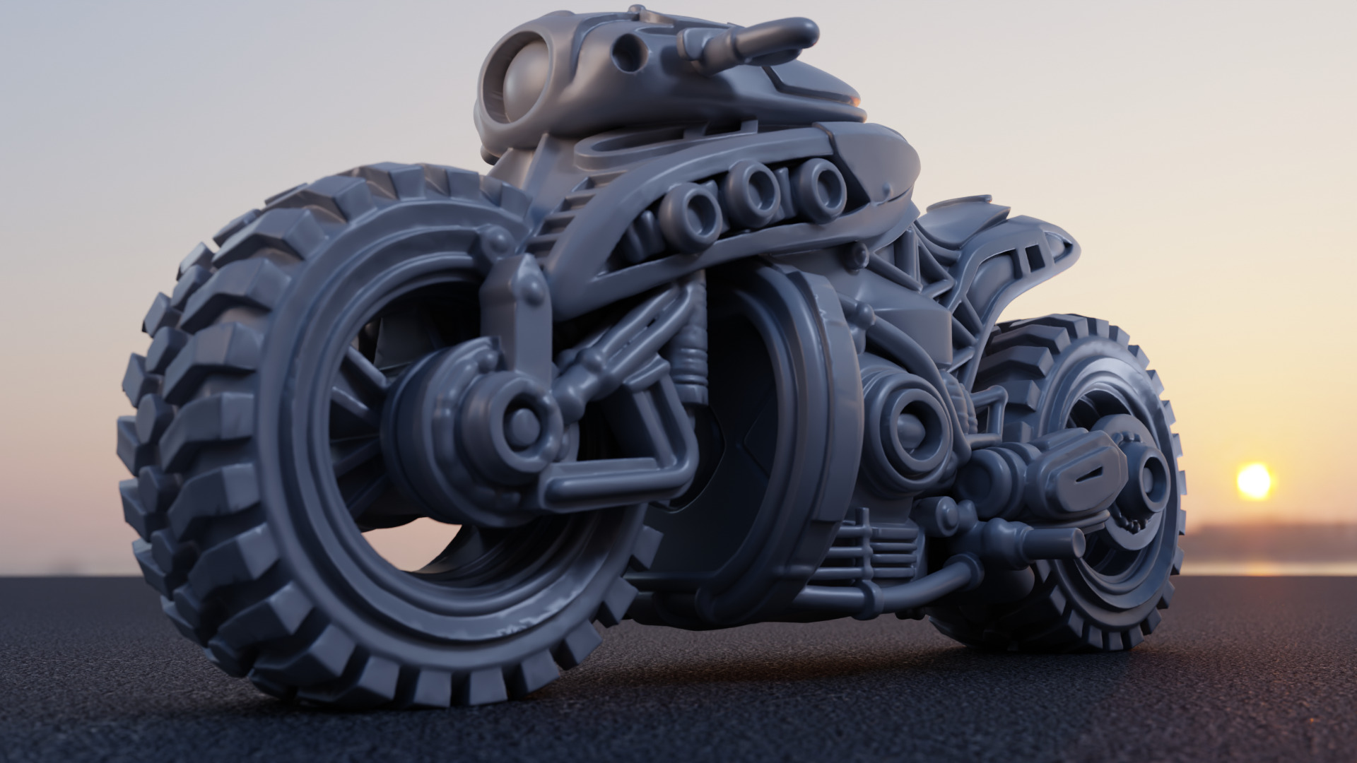 Futuristic Sci Fi Motorcycle PBR Textured 3D Model  Low-poly 3D model_2