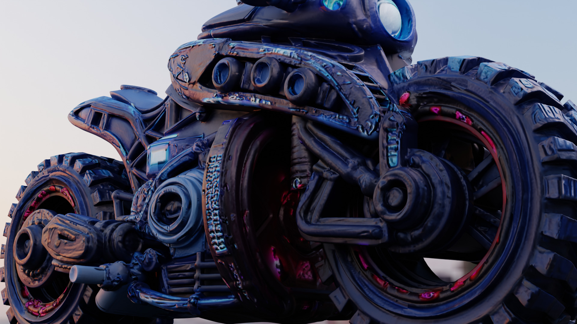 Futuristic Sci Fi Motorcycle PBR Textured 3D Model  Low-poly 3D model_9