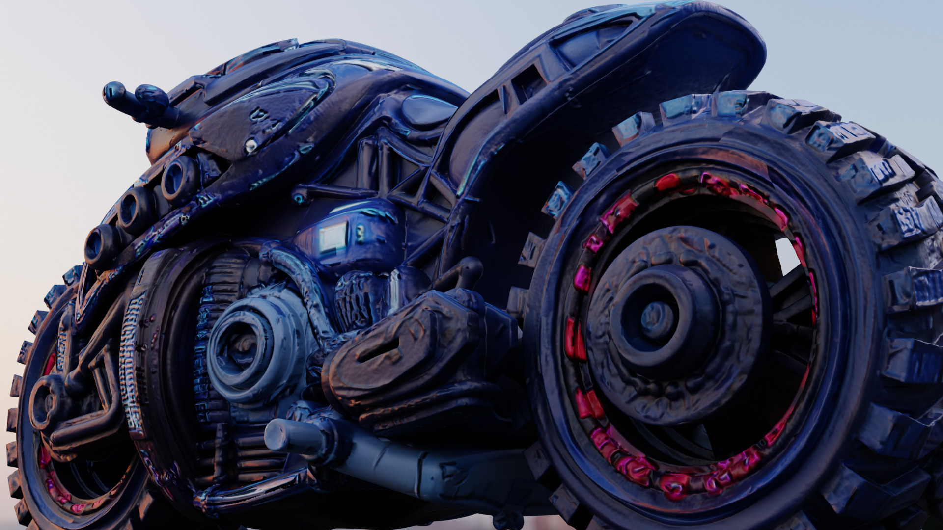 Futuristic Sci Fi Motorcycle PBR Textured 3D Model  Low-poly 3D model_4