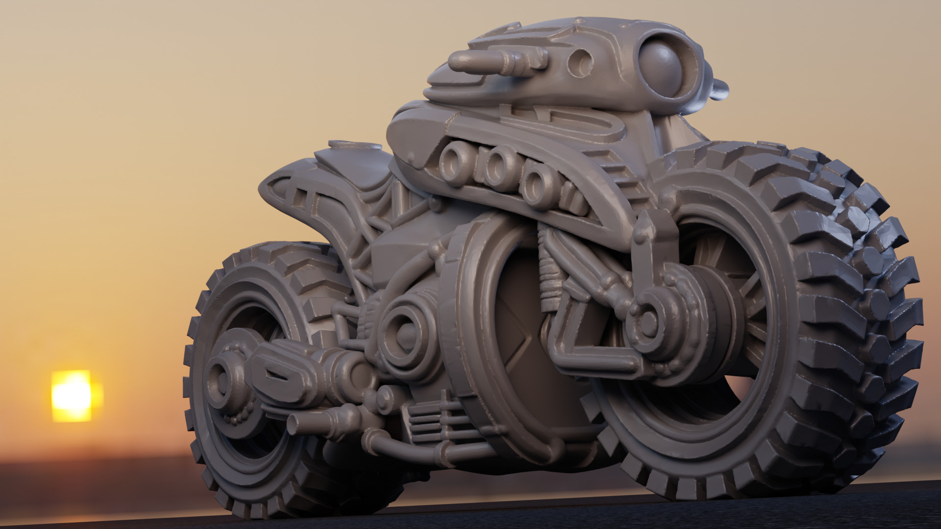 Futuristic Sci Fi Motorcycle PBR Textured 3D Model  Low-poly 3D model_10