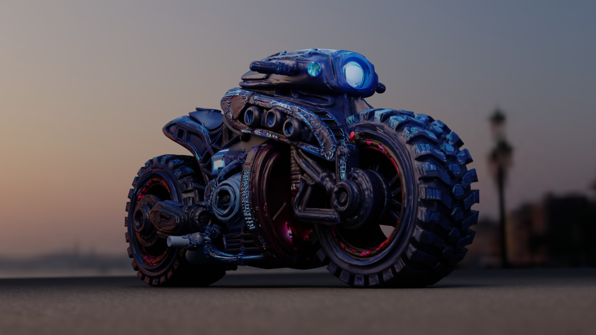 Futuristic Sci Fi Motorcycle PBR Textured 3D Model  Low-poly 3D model_6