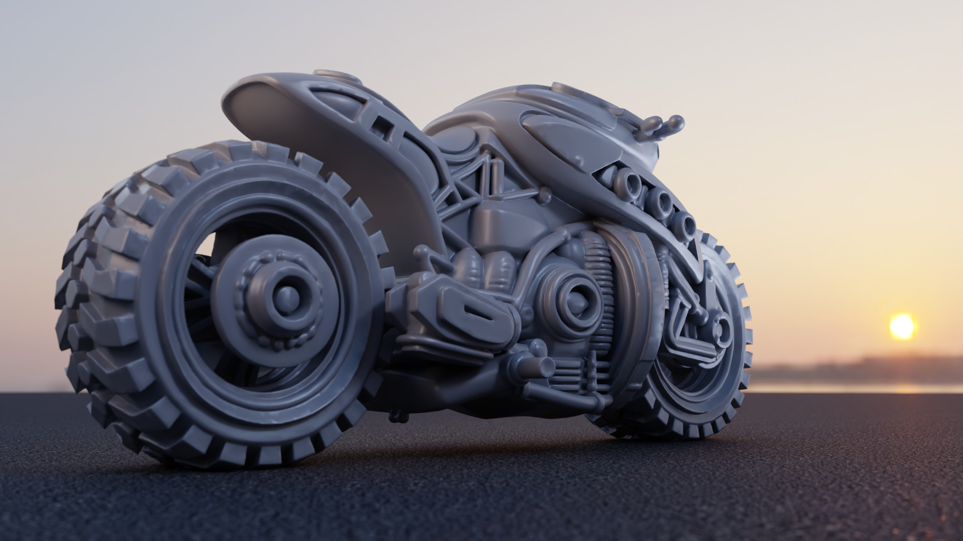 Futuristic Sci Fi Motorcycle PBR Textured 3D Model  Low-poly 3D model_5