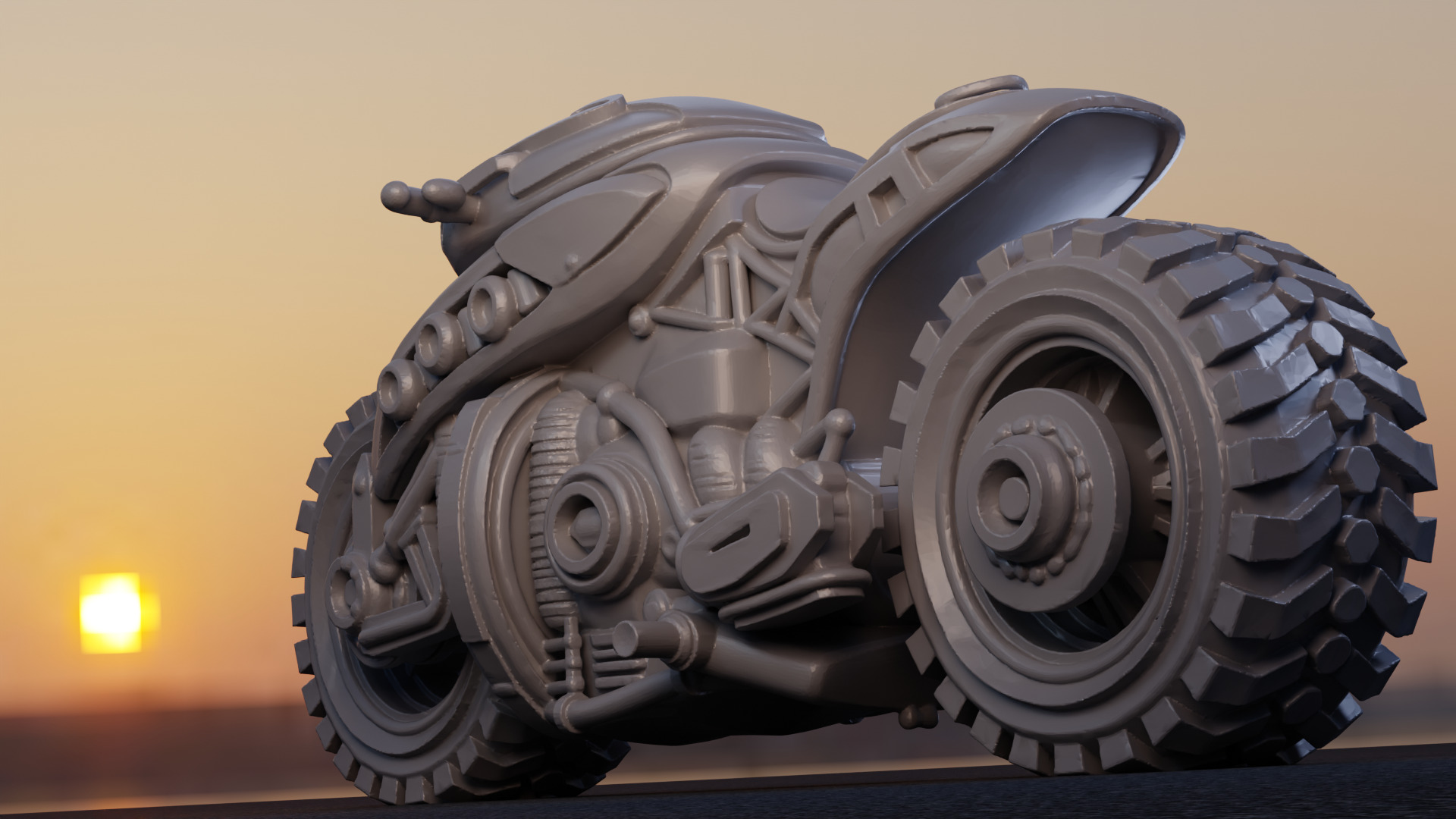 Futuristic Sci Fi Motorcycle PBR Textured 3D Model  Low-poly 3D model_7
