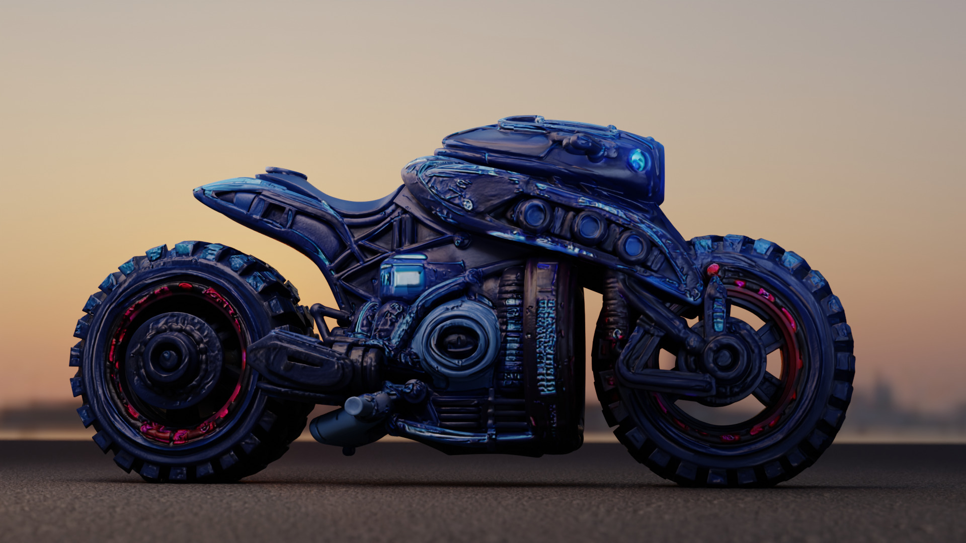 Futuristic Sci Fi Motorcycle PBR Textured 3D Model  Low-poly 3D model_3