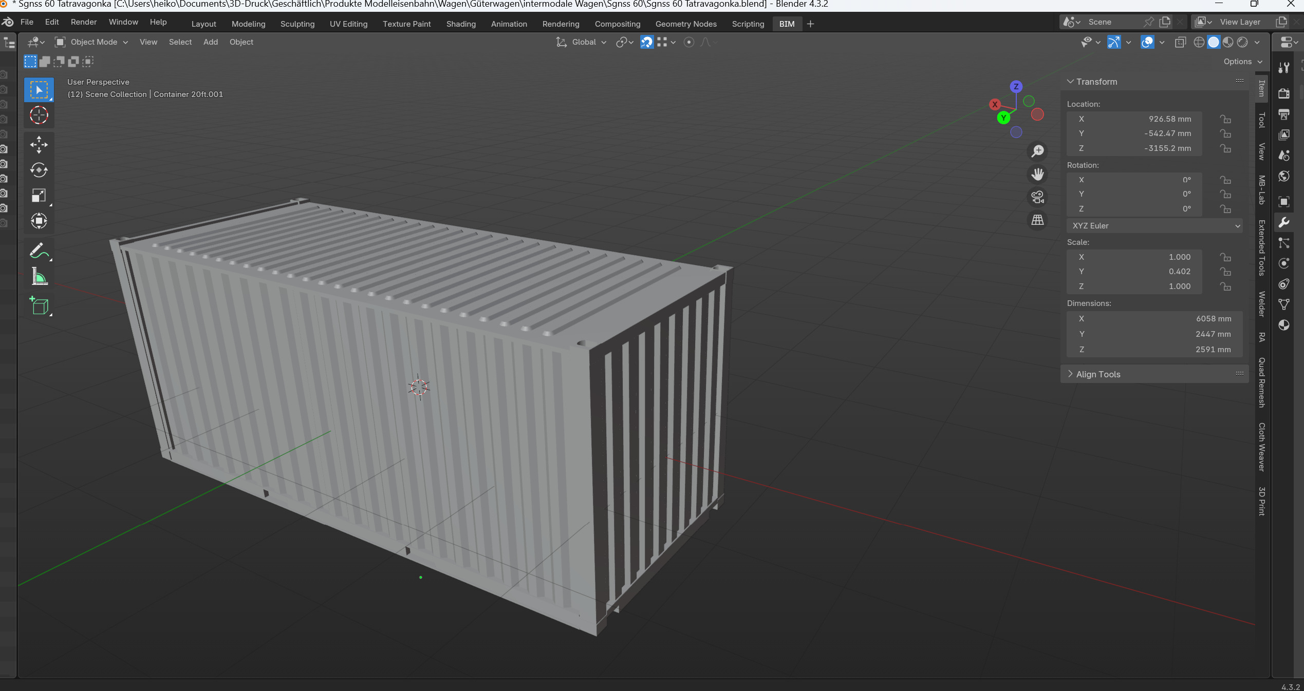 Pre supported H0 1 87 scale 20ft container 3D print model_11