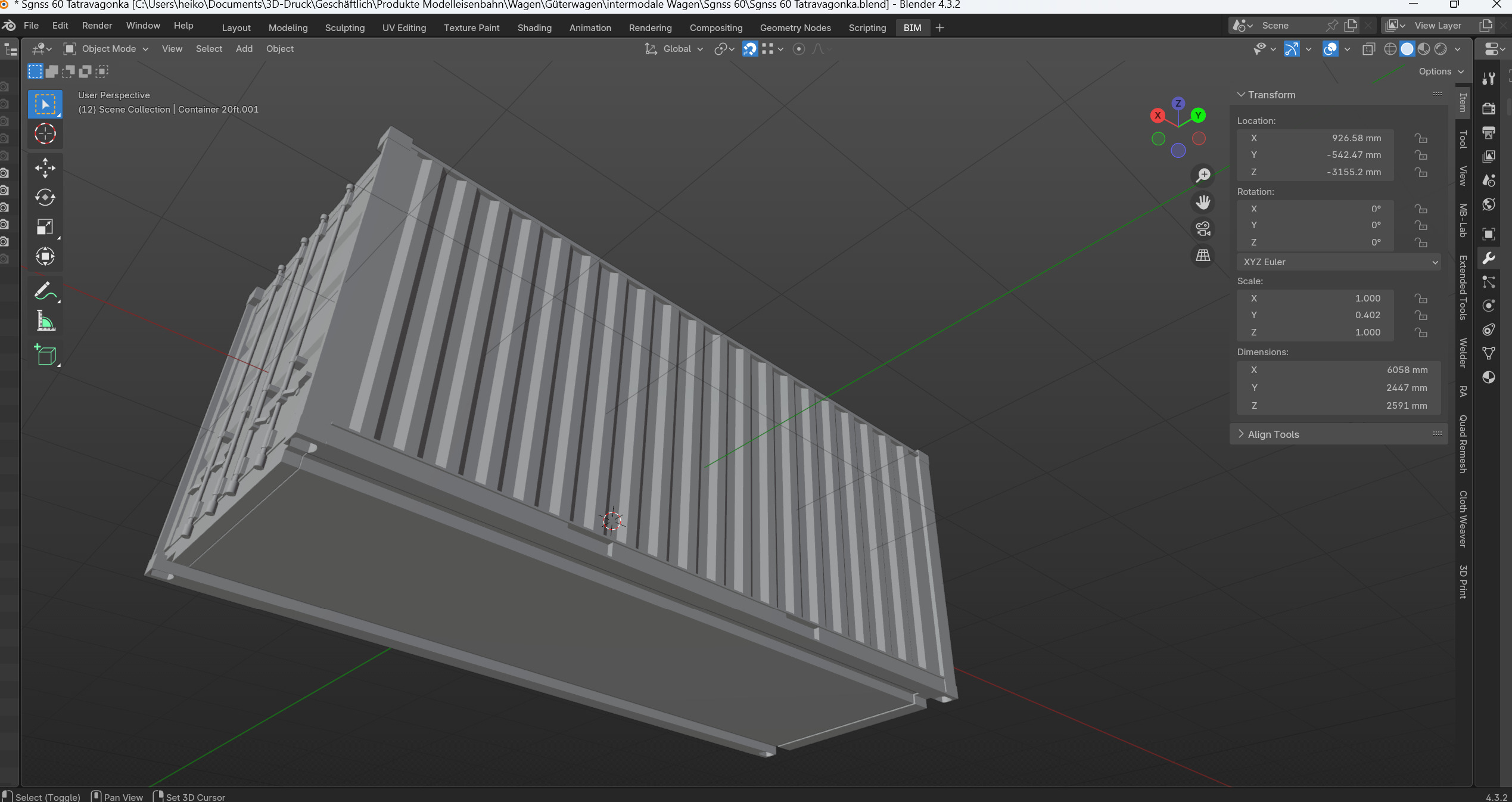 Pre supported H0 1 87 scale 20ft container 3D print model_13