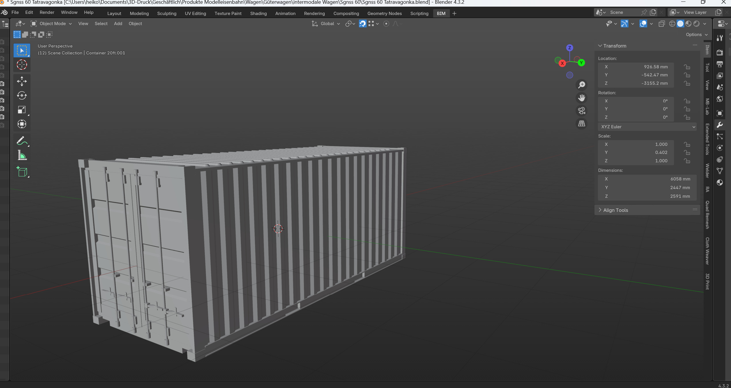 Pre supported H0 1 87 scale 20ft container 3D print model_10