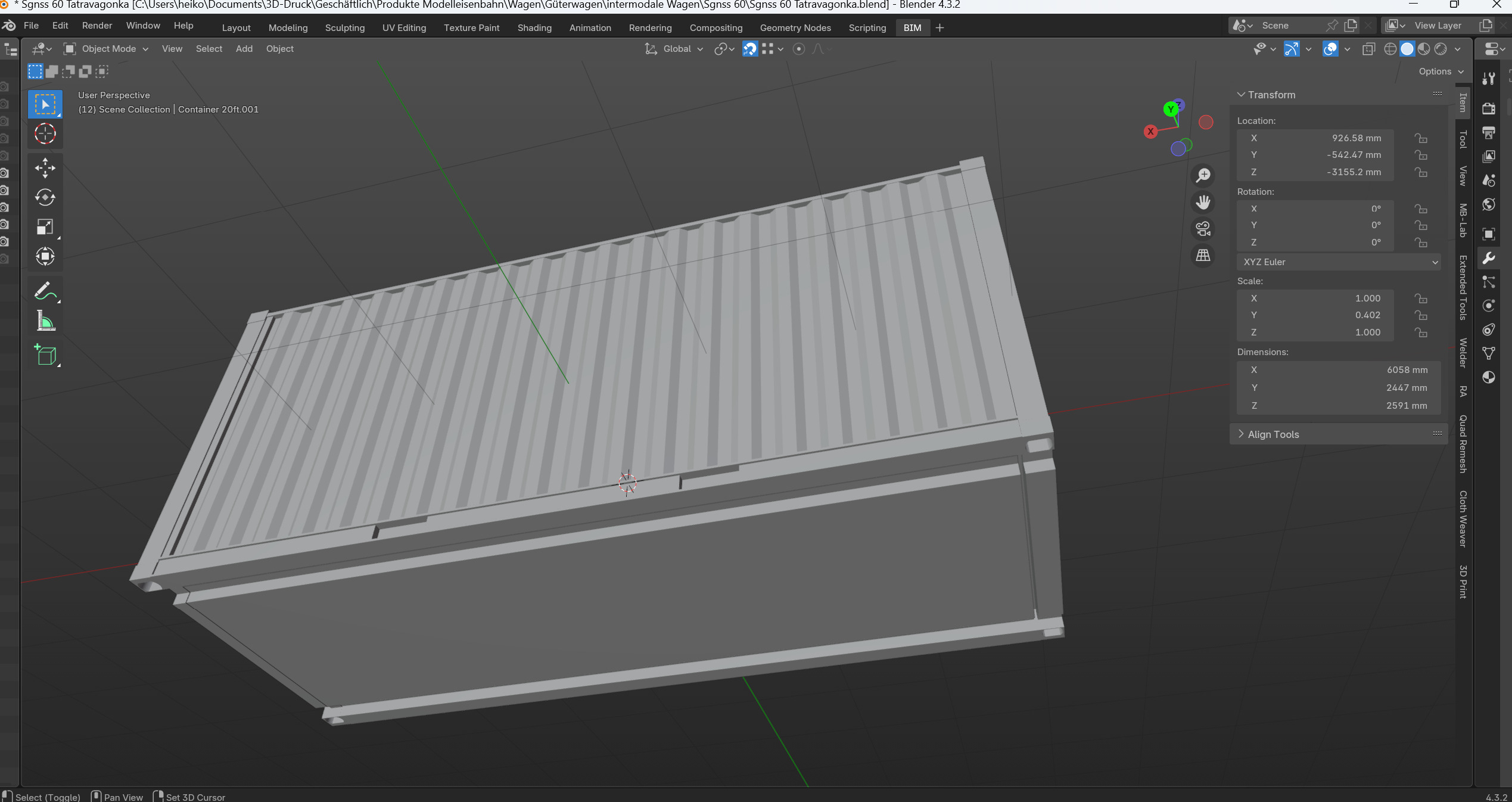 Pre supported H0 1 87 scale 20ft container 3D print model_12