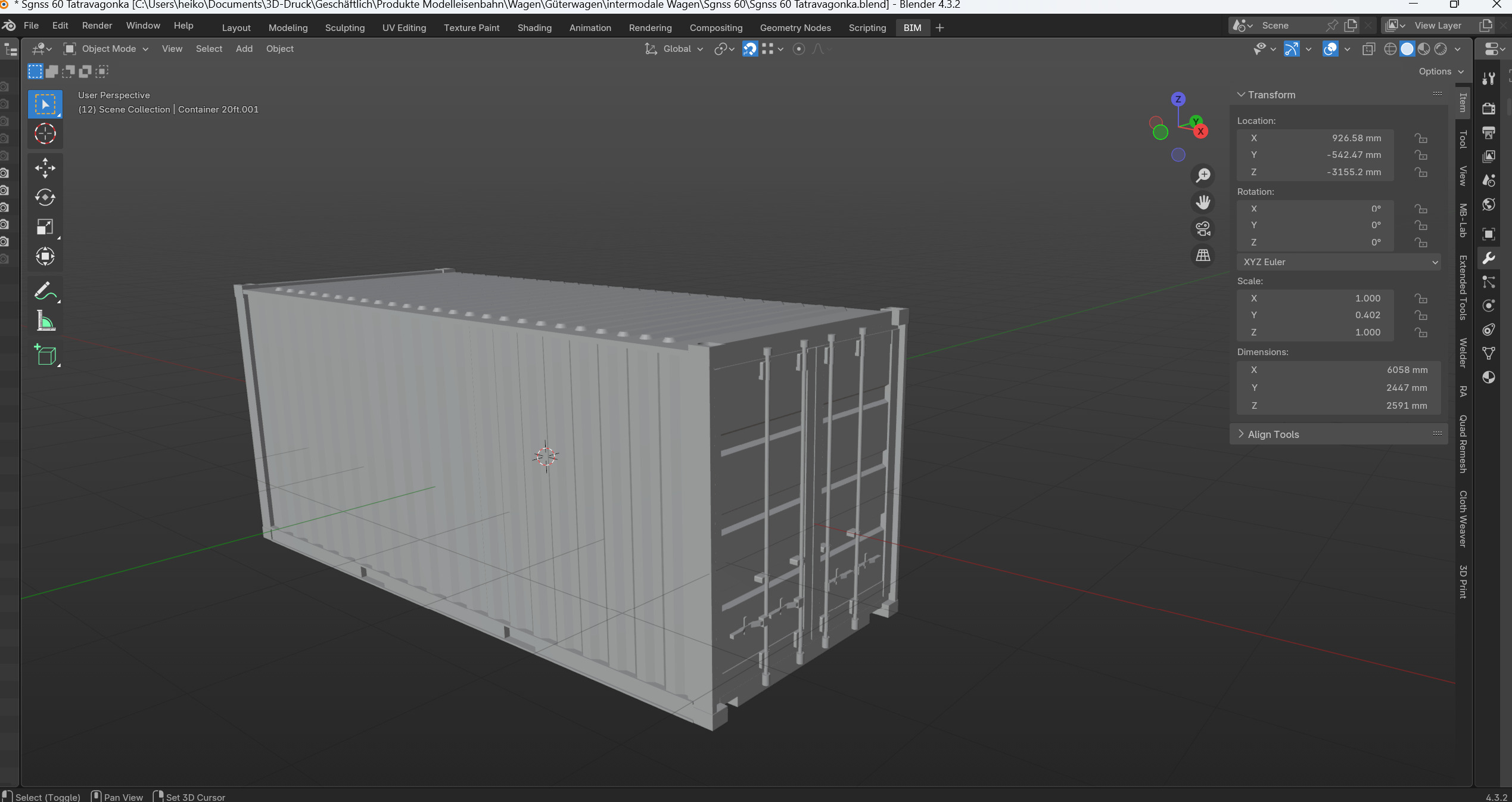 Pre supported H0 1 87 scale 20ft container 3D print model_9