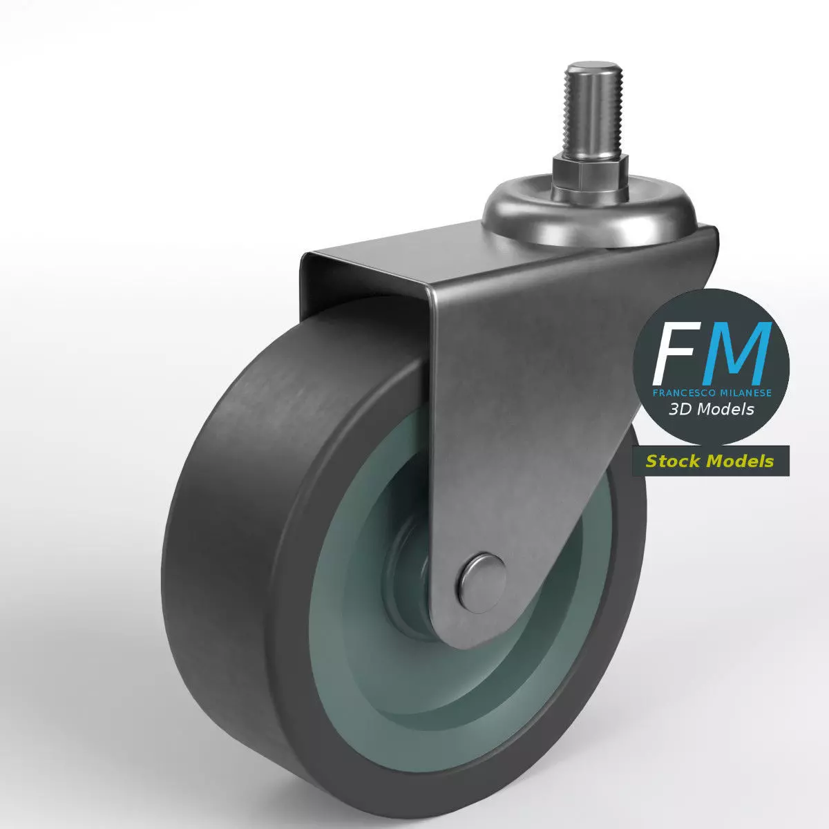 Threaded Stem Caster Wheel 3D model_0