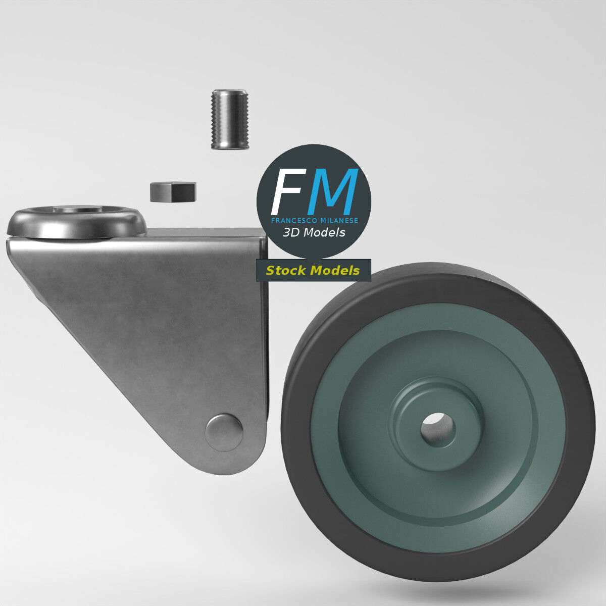 Threaded Stem Caster Wheel 3D model_5