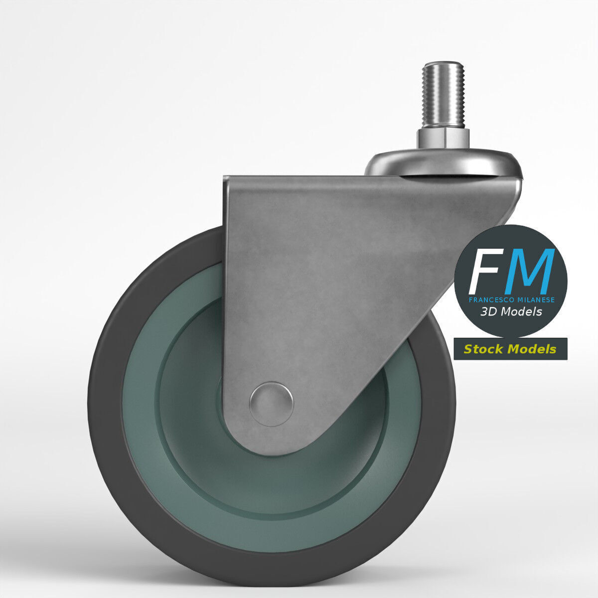 Threaded Stem Caster Wheel 3D model_3