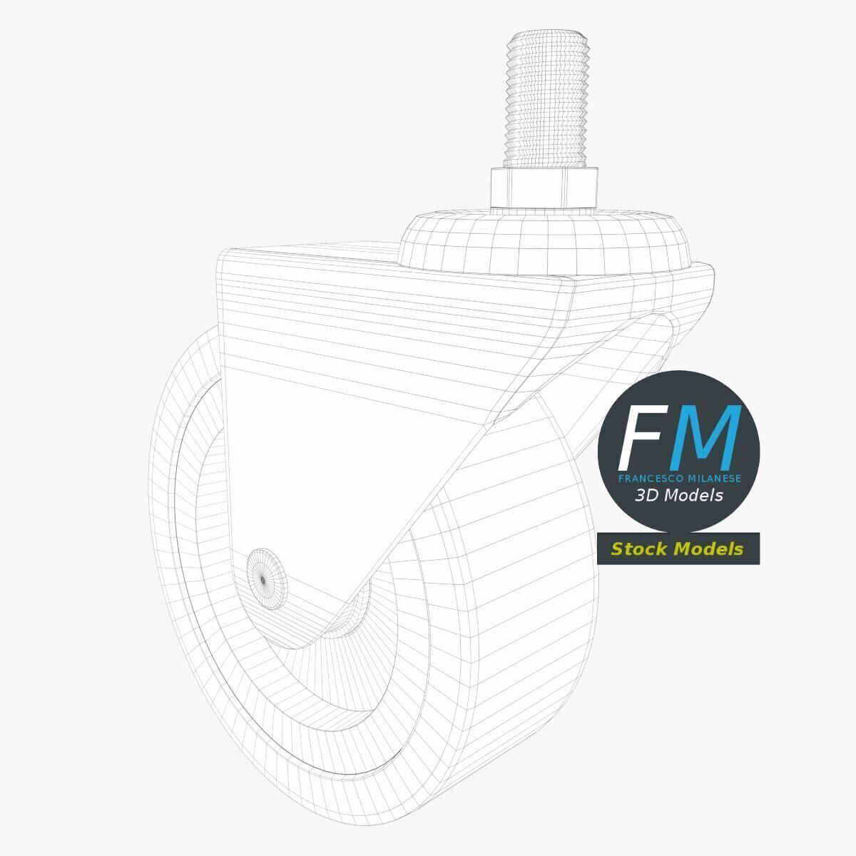 Threaded Stem Caster Wheel 3D model_7