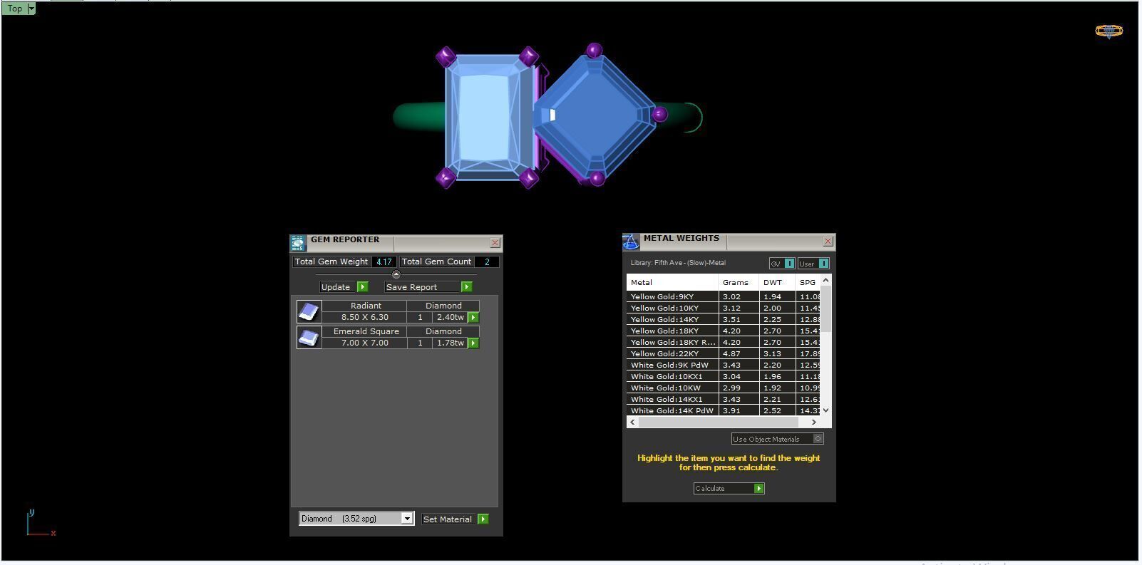 EMERALD AND TRILLANT DIAMOND RING -CAD-273 3D print model_15