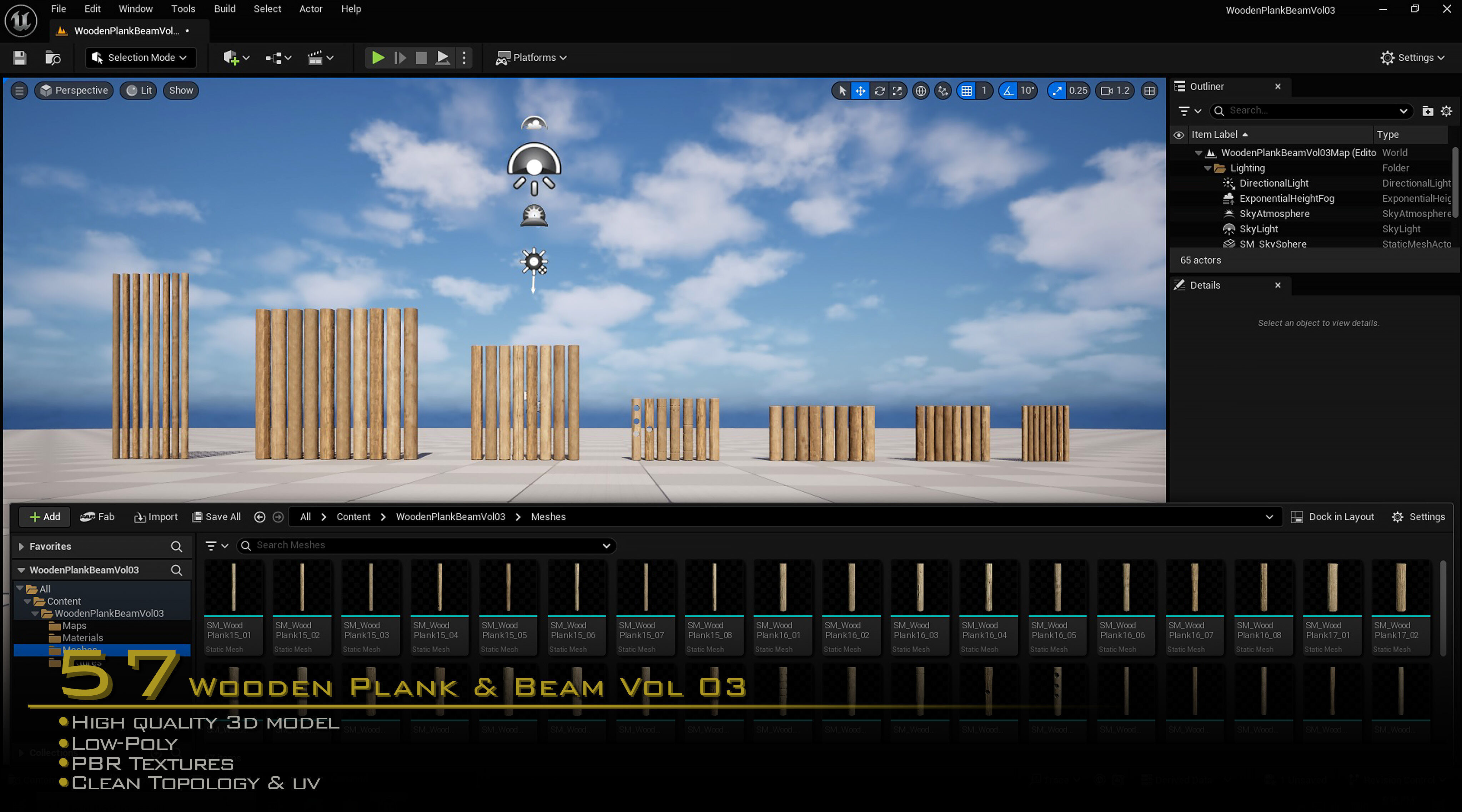 Wooden Plank and Beam Vol 03 Medieval 3D Asset Pack Low-poly 3D model_9
