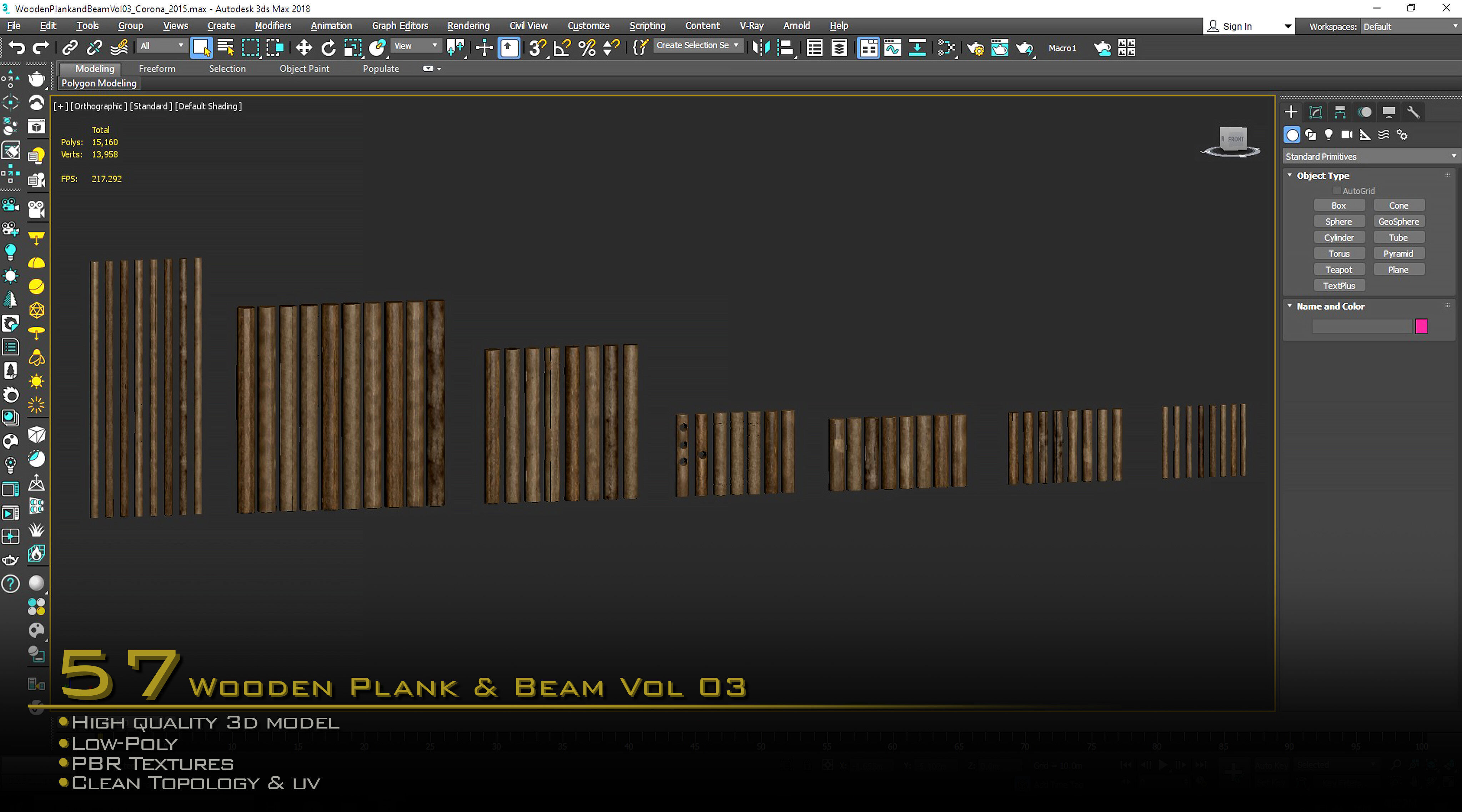 Wooden Plank and Beam Vol 03 Medieval 3D Asset Pack Low-poly 3D model_8