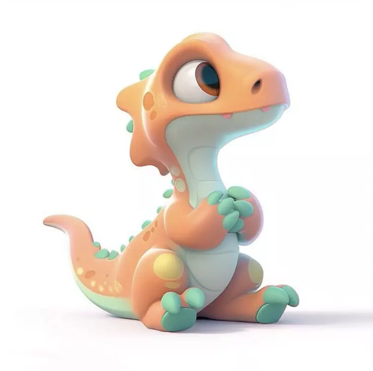 Cute Baby Dino Stylized Cartoon 3D Model 3D model_0