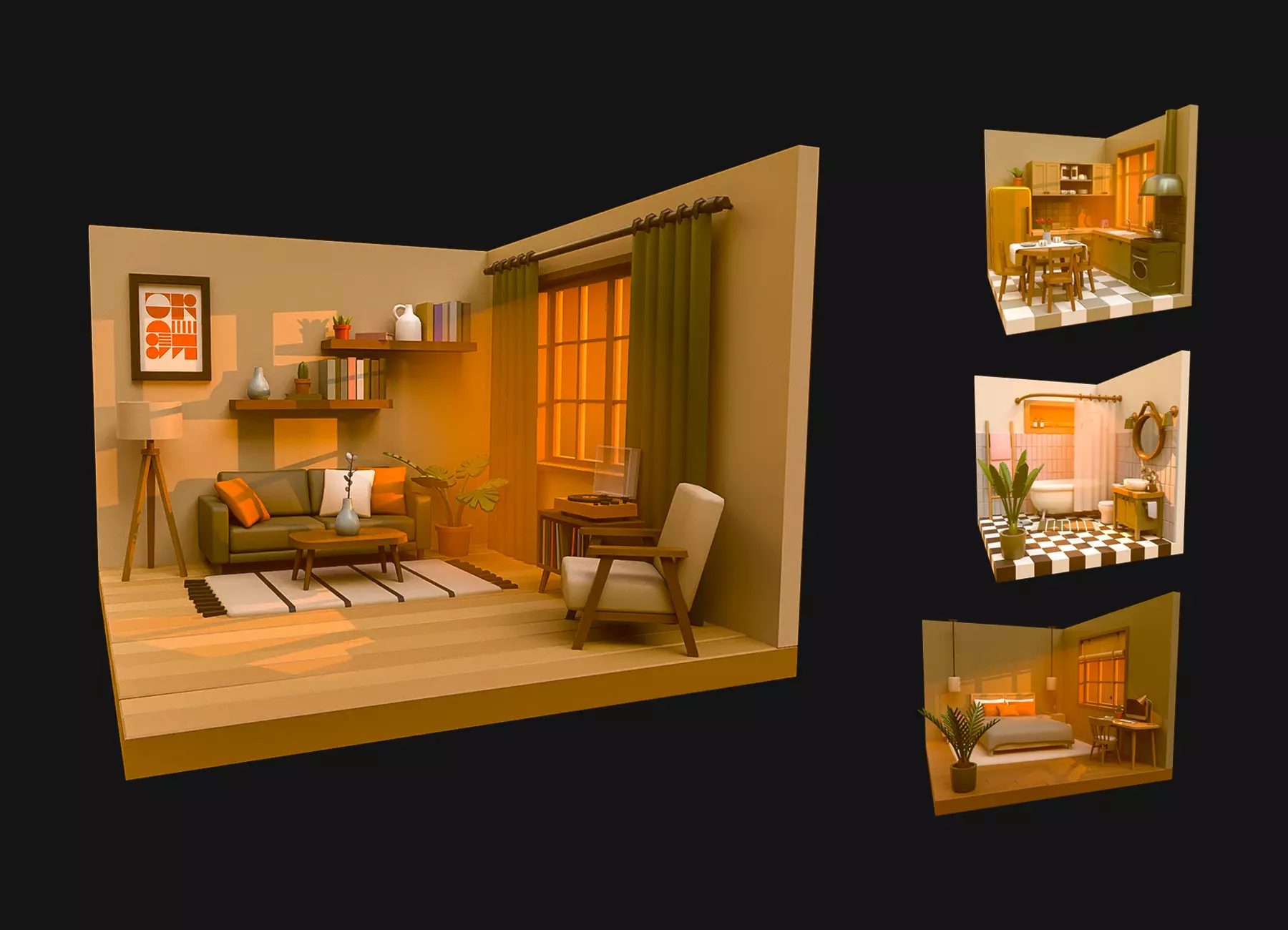 Interior Pack2 Low-poly 3D model_0